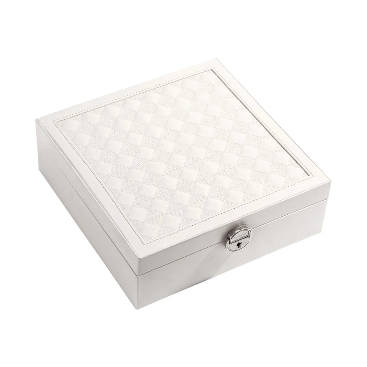 Vesteel Jewelry Box, 2-Layer Jewelry Storage Organizer with Built-in Mirror, Lockable Jewelry Case for Women Girl - White