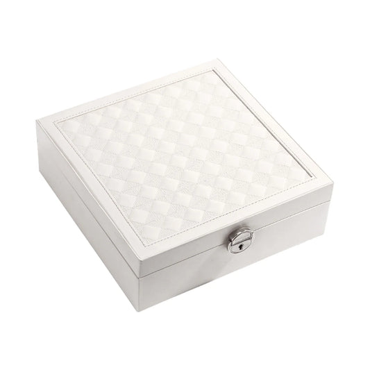 Vesteel Jewelry Box, 2-Layer Jewelry Storage Organizer with Built-in Mirror, Lockable Jewelry Case for Women Girl - White