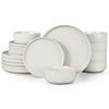 Vesteel 18-Piece Dinnerware set, Ceramic Plates and Bowls set for 6, Speckled Stoneware Dishes Set for Family, Microwave & Dishwasher Safe - Speckled White