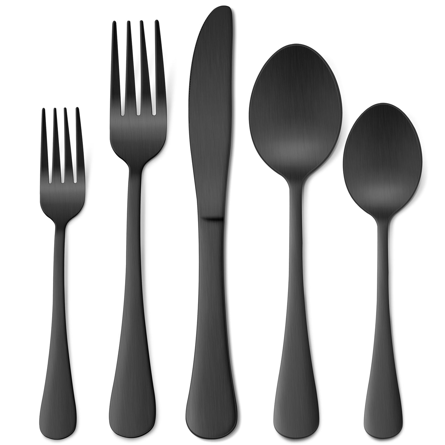 Vesteel 20 Piece Stainless Steel Matte Black Silverware Flatware Cutlery Set for 4, Satin Finish & Dishwasher Safe