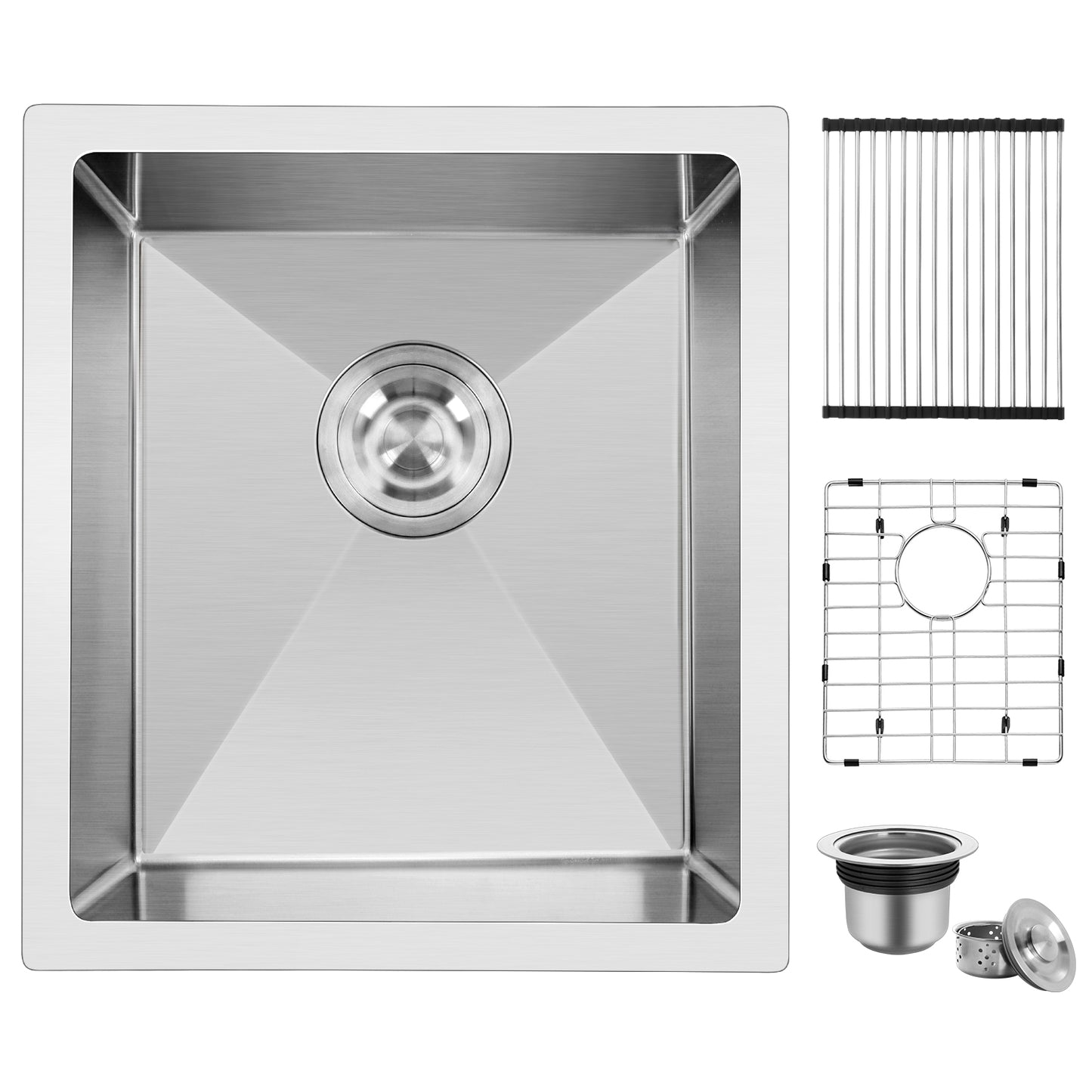 Vesteel Stainless Steel Kitchen Sink, 25” x 22” Single Bowl Drop in Kitchen Sink Topmount Sink, 10 inch Deep Workstation Sink Basin with 2 Sink