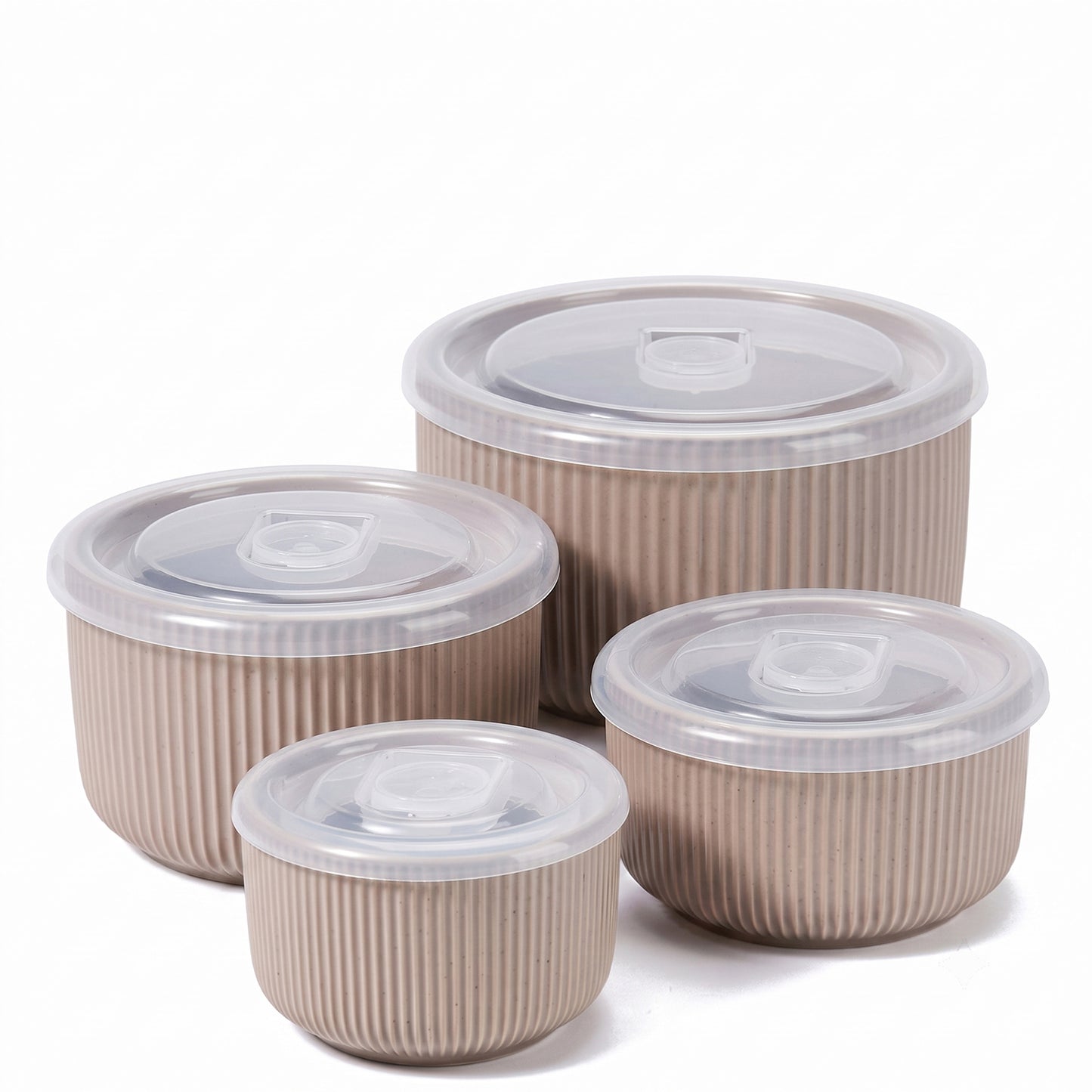 Onader 8-Piece Ceramic Bowls with Lid, Mixing Bowls Set of 4 for Kitchen Meal Prep Food Storage Leftover, Stoneware Serving Bowl for Cooking Baking, Cappuccino Brown