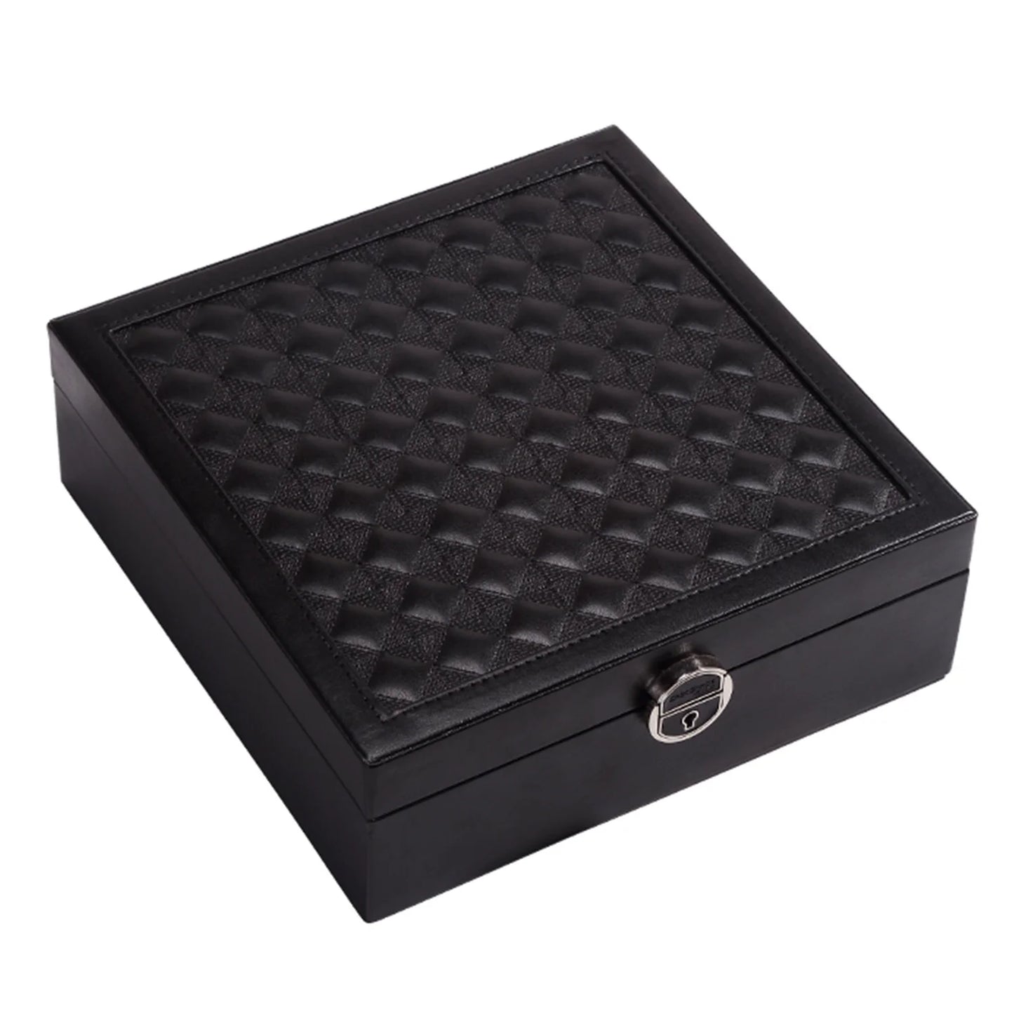 Vesteel Jewelry Box, 2-Layer Jewelry Storage Organizer with Built-in Mirror, Lockable Jewelry Case for Women Girl - Black