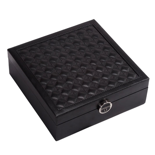 Vesteel Jewelry Box, 2-Layer Jewelry Storage Organizer with Built-in Mirror, Lockable Jewelry Case for Women Girl - Black