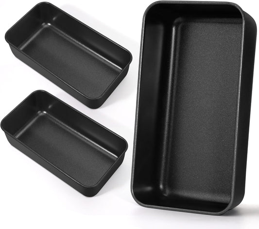 Vesteel Loaf Pan Set of 3, 9x5 Inch Nonstick Bread Pans with Stainless Steel Core, Metal Toast Baking Pans for Bread Meatloaf Brownie and Lasagna Cake, Non Toxic & Rust Proof