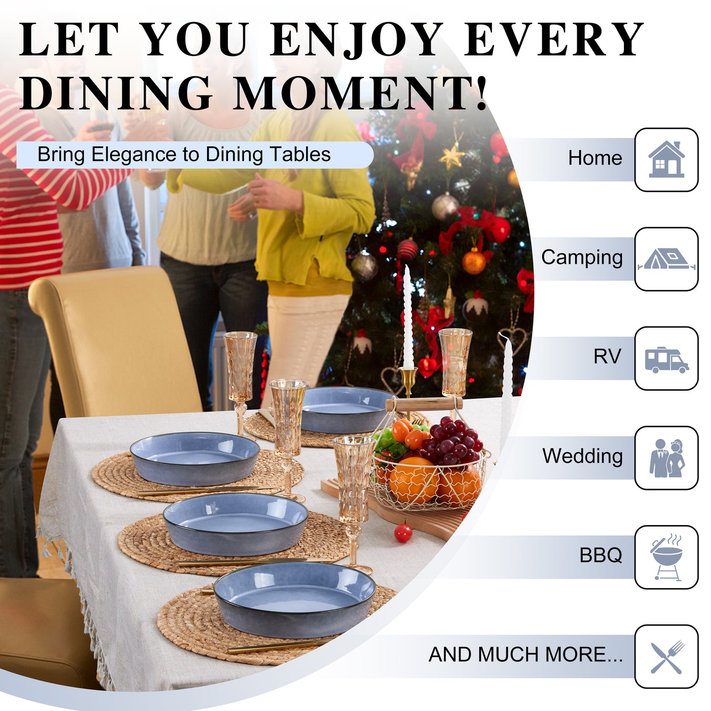 Vesteel Pasta Bowls Set of 4, 34oz Salad Plates for Home Kitchen, Double Reactive Glaze Large Wide Ceramic Bowls for Serving Dinner, Microwave & Dishwasher Safe, Grayish Blue