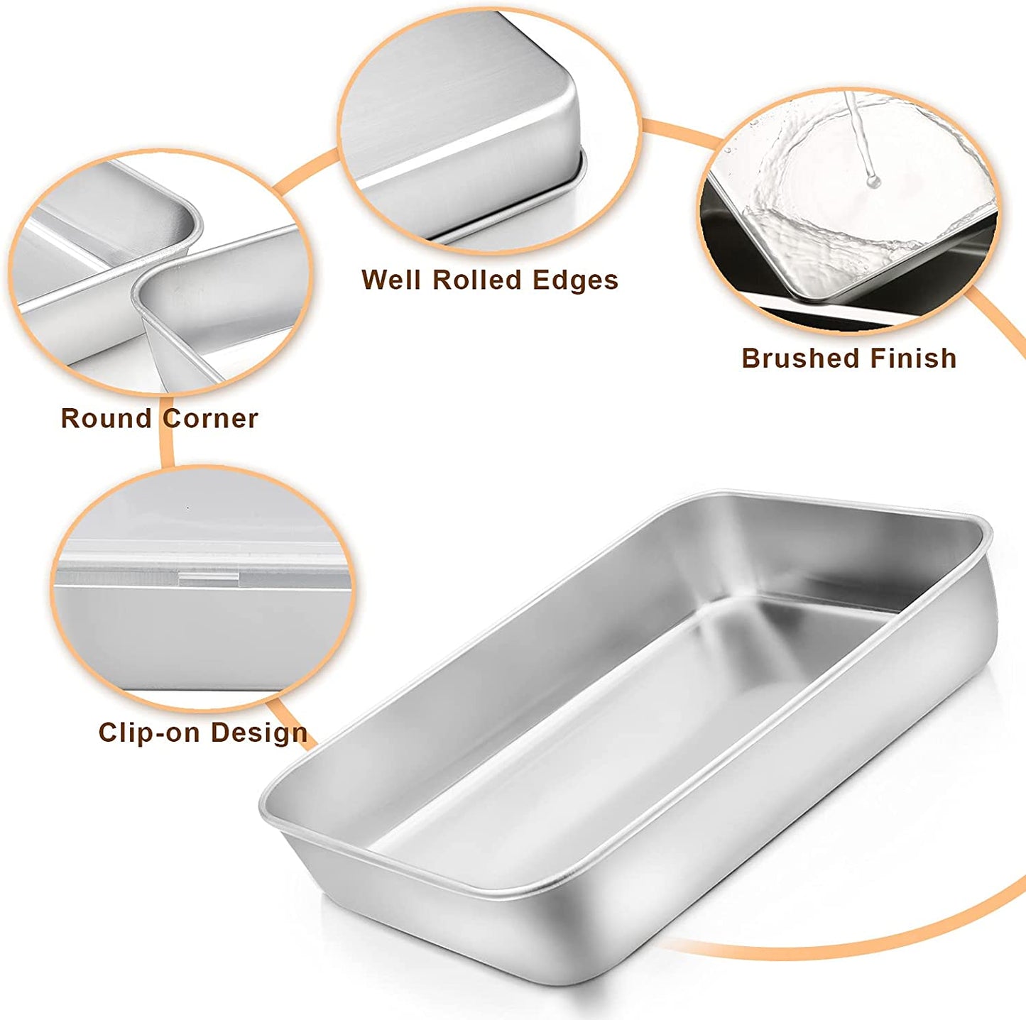 Toaster Oven Baking Pan with Lid, Vesteel 10.4”x 8”x 2” Stainless Steel Rectangle Sheet Cake Pans with Covers, Small Bakeware for Cakes Brownies Casseroles, Non-toxic & Dishwasher Safe