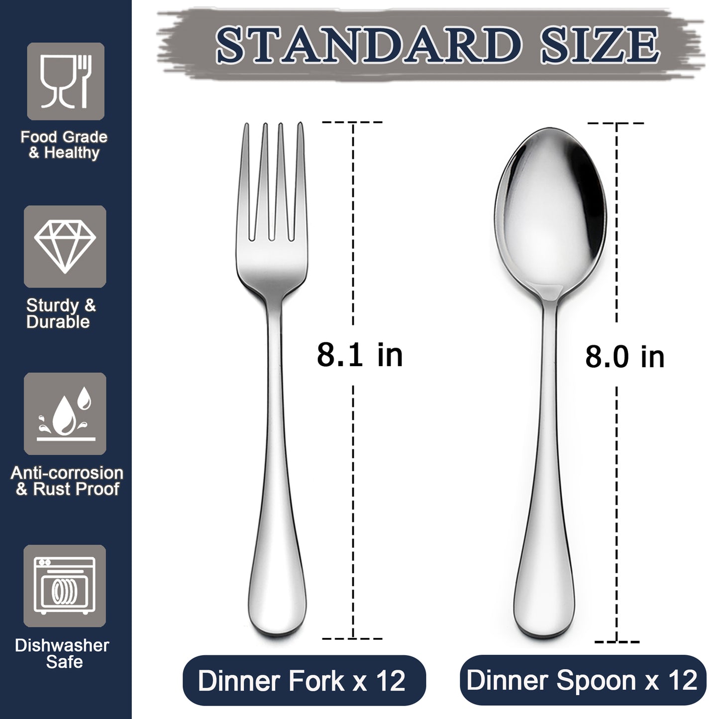 Vesteel 24-Piece Forks and Spoons Silverware Set, Stainless Steel Dinner Spoons and Forks Flatware Set, Heavy Duty & Mirror Polished