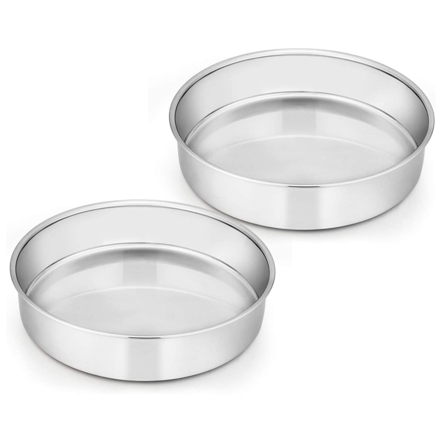 Vesteel 10 inch Cake Pan Set of 2, Stainless Steel Round Layer Cake Baking Pans Birthday Cake Pan, Mirror Finish & Dishwasher Safe
