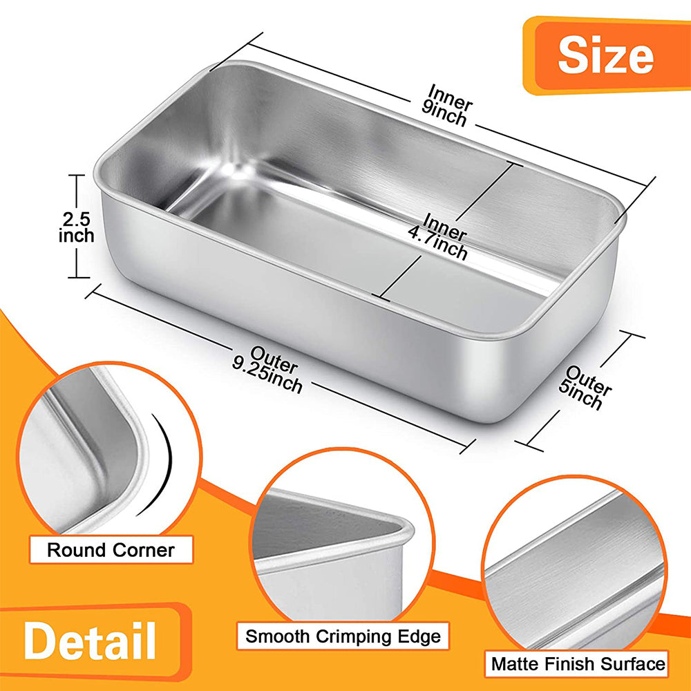 Loaf Pan Set of 3, VeSteel 9x5 Inch Bread Pans, Stainless Steel Loaf Toast Baking Pans For Bread Meatloaf Lasagna Cake, Healthy & Non Toxic,Deep Side & Smooth Roll, Oven & Dishwasher Safe