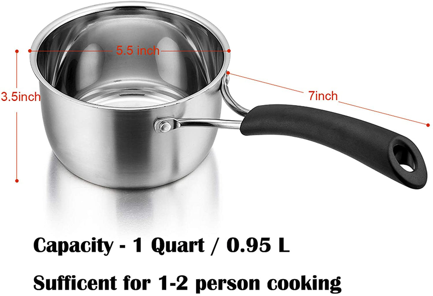 VeSteel 1 Quart Saucepan, Stainless Steel Saucepan with Lid, Small Sauce for Home Kitchen Restaurant Cooking