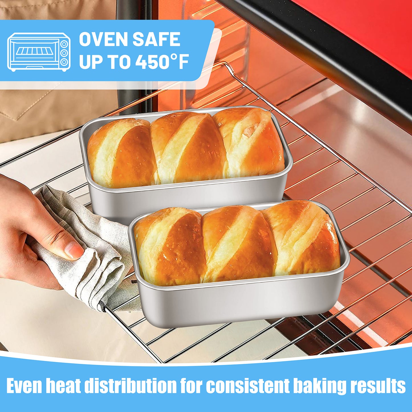 Mini Loaf Pan Set of 3, Vesteel 6” x 3.5” Baking Bread Pans, Stainless Steel Loaf Toast Baking Pans For Bread Meatloaf Lasagna Cake, Healthy & Non Toxic, Oven & Dishwasher Safe
