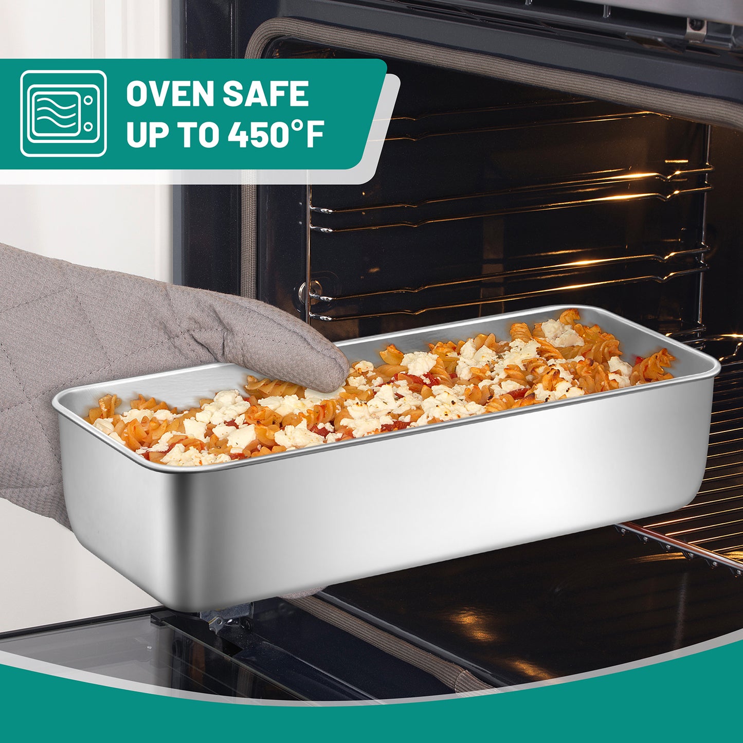 Vesteel 12 x 5 Inch Loaf Pan Set of 2, Stainless Steel Baking Bread Pans, Large Toast Baking Pans for Meatloaf, Cake & Homemade Bread, Non Toxic & Dishwasher Safe
