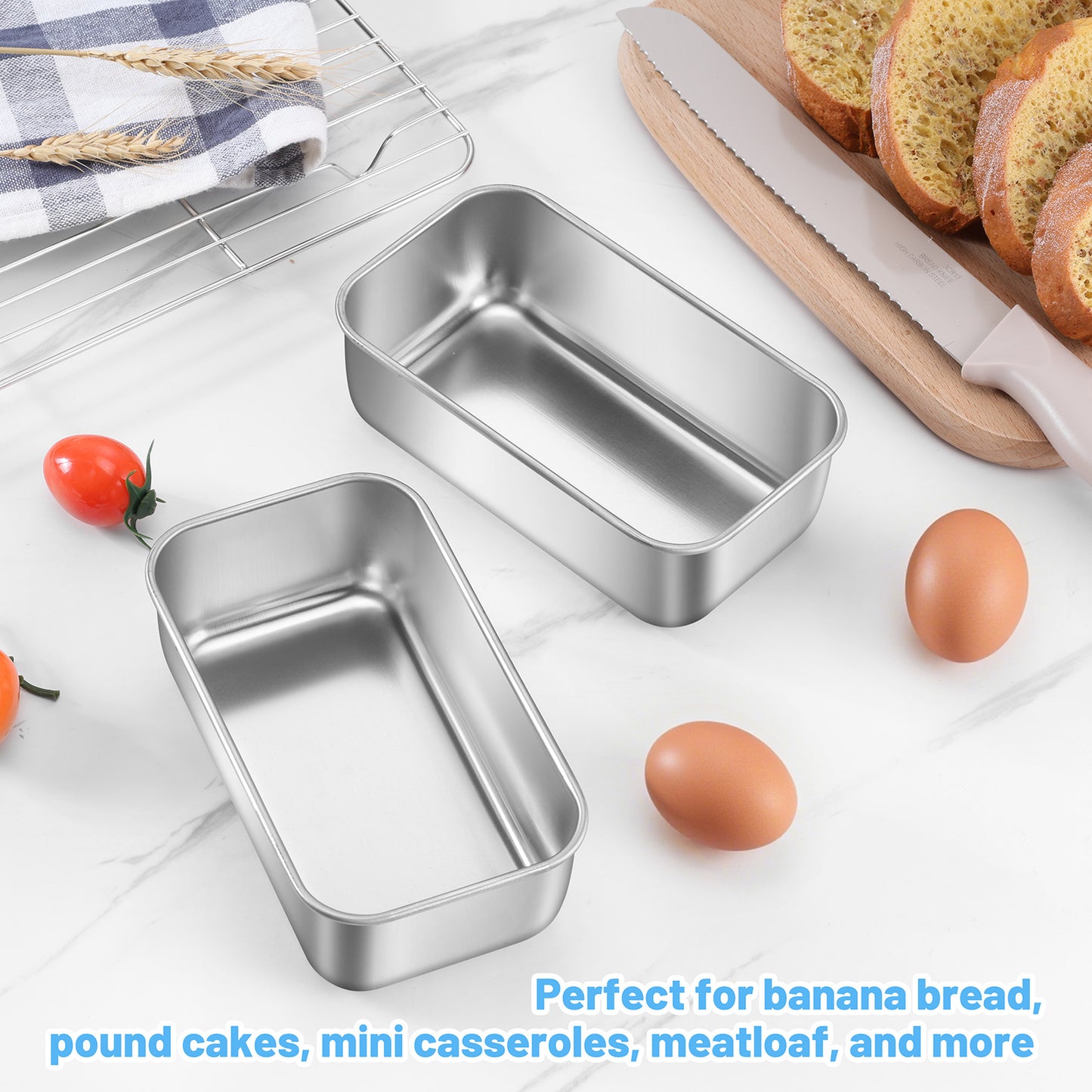 Mini Loaf Pan Set of 3, Vesteel 6” x 3.5” Baking Bread Pans, Stainless Steel Loaf Toast Baking Pans For Bread Meatloaf Lasagna Cake, Healthy & Non Toxic, Oven & Dishwasher Safe