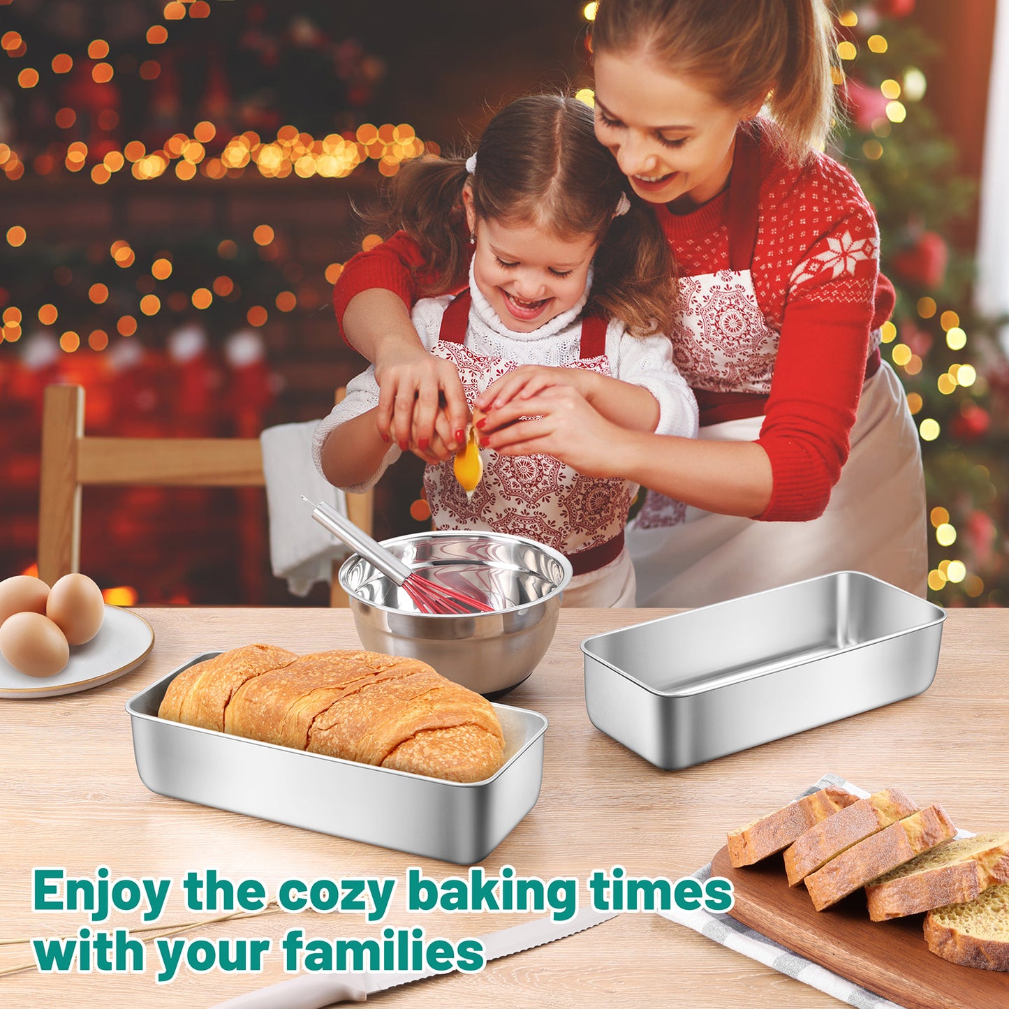 Vesteel 12 x 5 Inch Loaf Pan Set of 2, Stainless Steel Baking Bread Pans, Large Toast Baking Pans for Meatloaf, Cake & Homemade Bread, Non Toxic & Dishwasher Safe