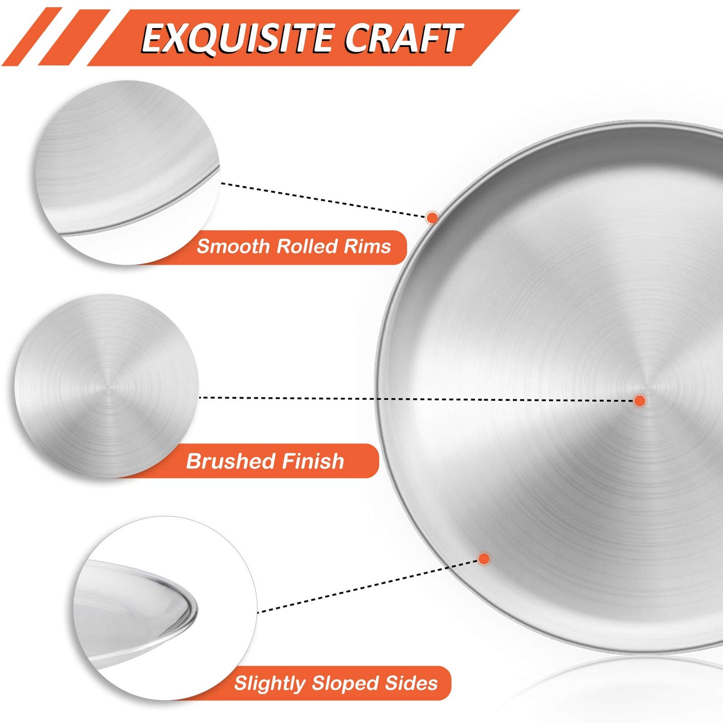 Vesteel 12 inch Pizza Pan, Stainless Steel Metal Baking Tray Platter for Oven Baking Serving, Dishwasher Safe