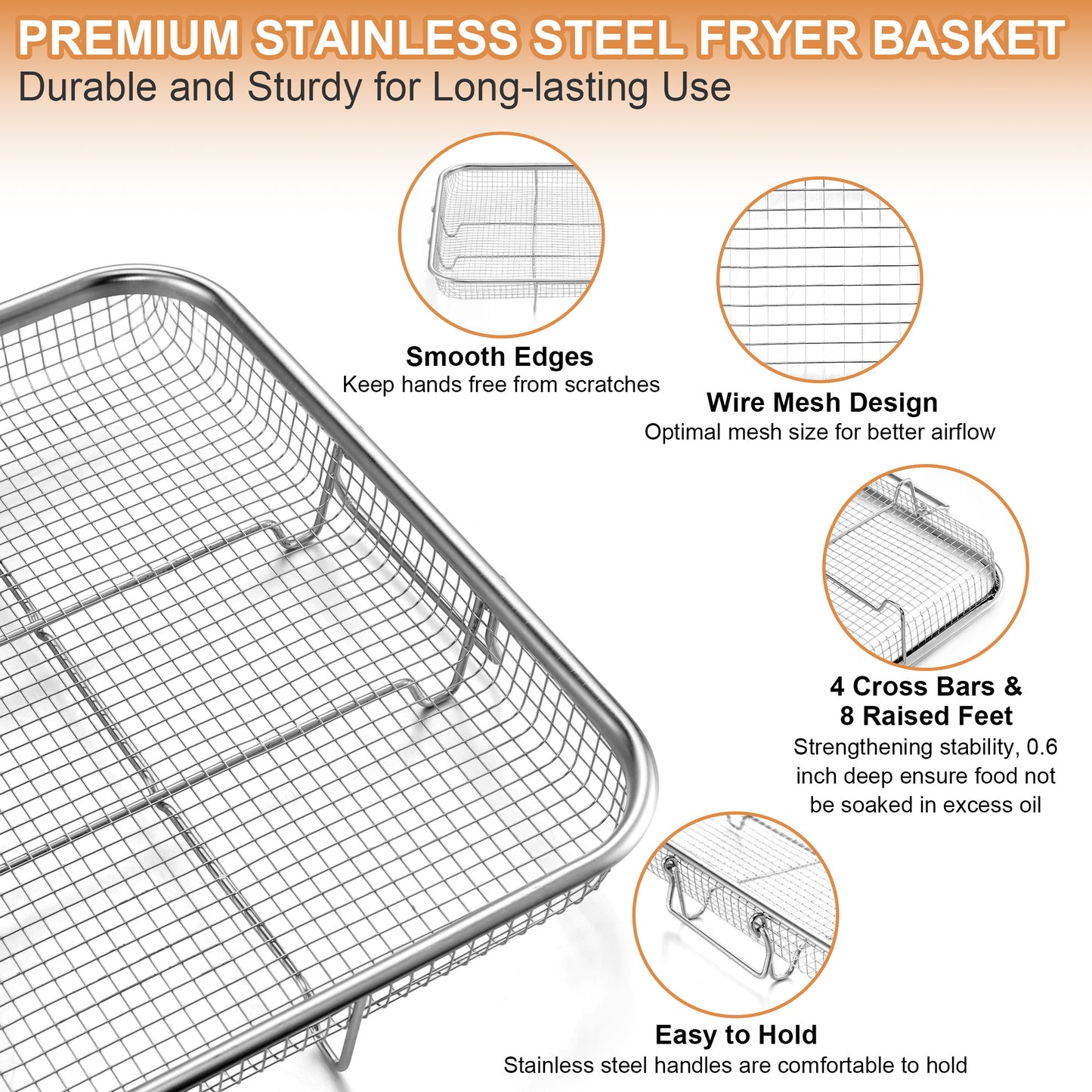 Vesteel Stainless Steel Air Fryer Basket Set of 2 - 15.4" x 11.4"