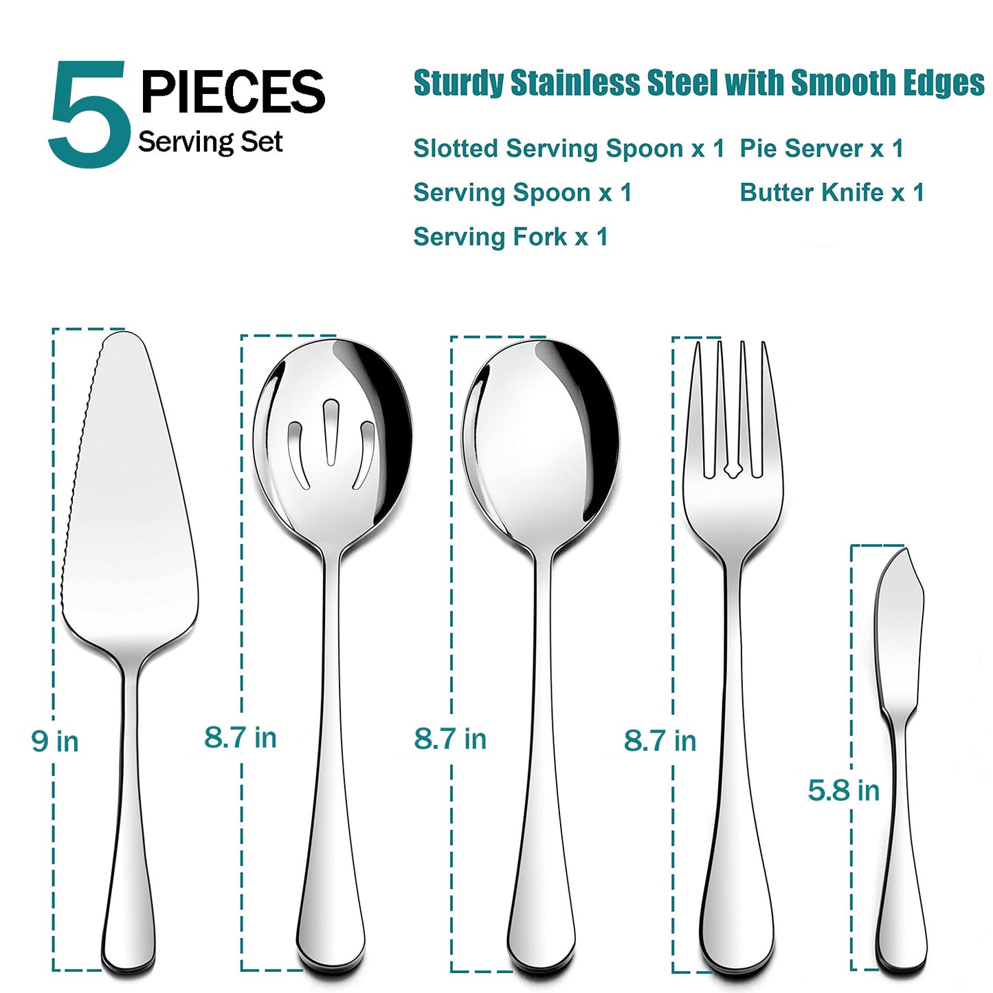 Vesteel 45 Pieces Silverware Set with Serving Utensils, Stainless Steel Modern Flatware Cutlery Set for 8, Eating Utensils Tableware Include Forks Knives Spoons, Mirror Polished & Dishwasher Safe