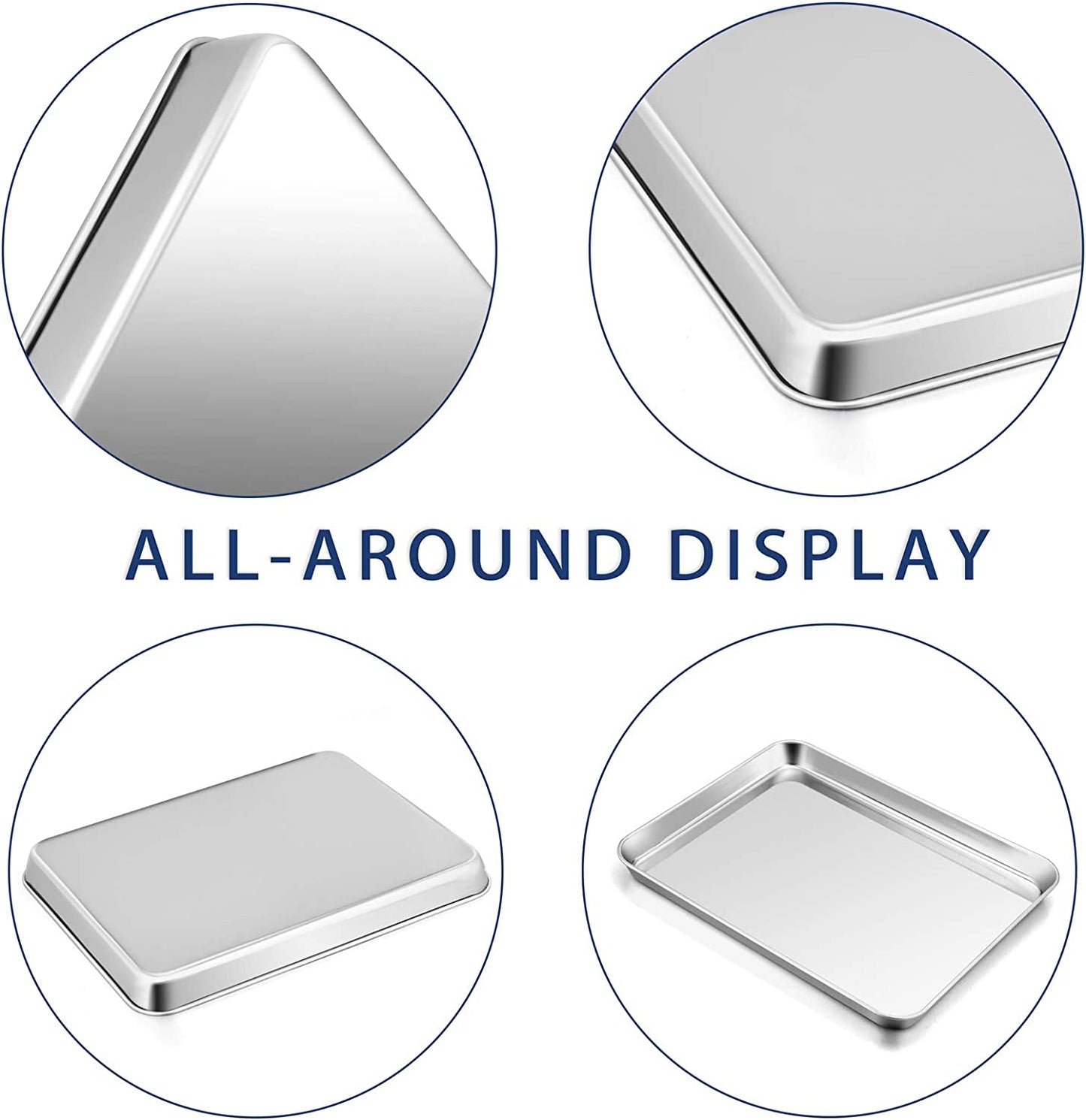 Vesteel Stainless Steel Baking Sheet, Toaster Oven Cookie Tray Pan Set of 2 - 12.5" x 9.75" x 1"
