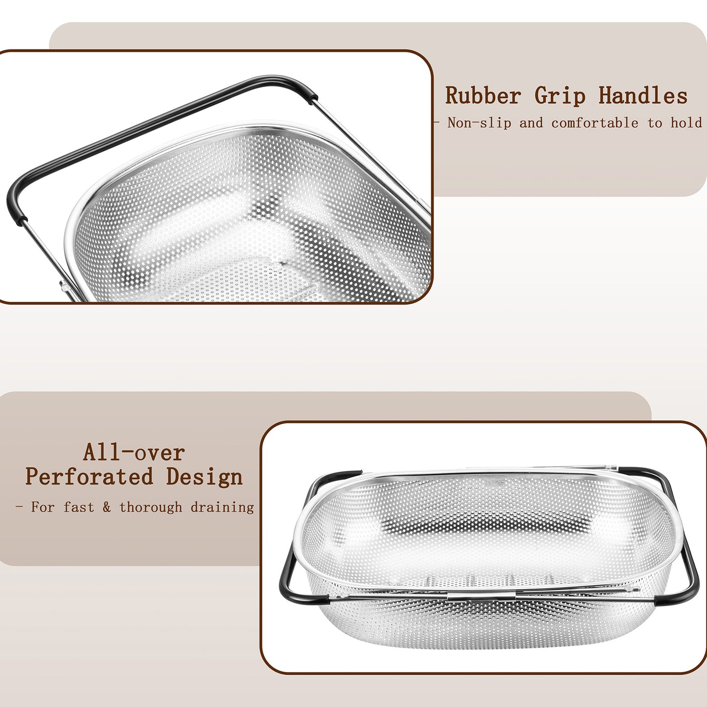 Vesteel 6 Quart Stainless Steel Colander Set of 2