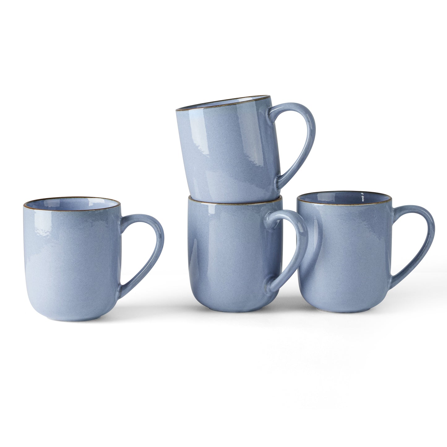 Vesteel Coffee Mug Set of 4, Ceramic Coffee Cups with Handles, 14oz Handmade Reactive Glaze Mugs Set for Coffee Tea Milk, Mug Gifts for Home Office Restaurant, Uranus Blue
