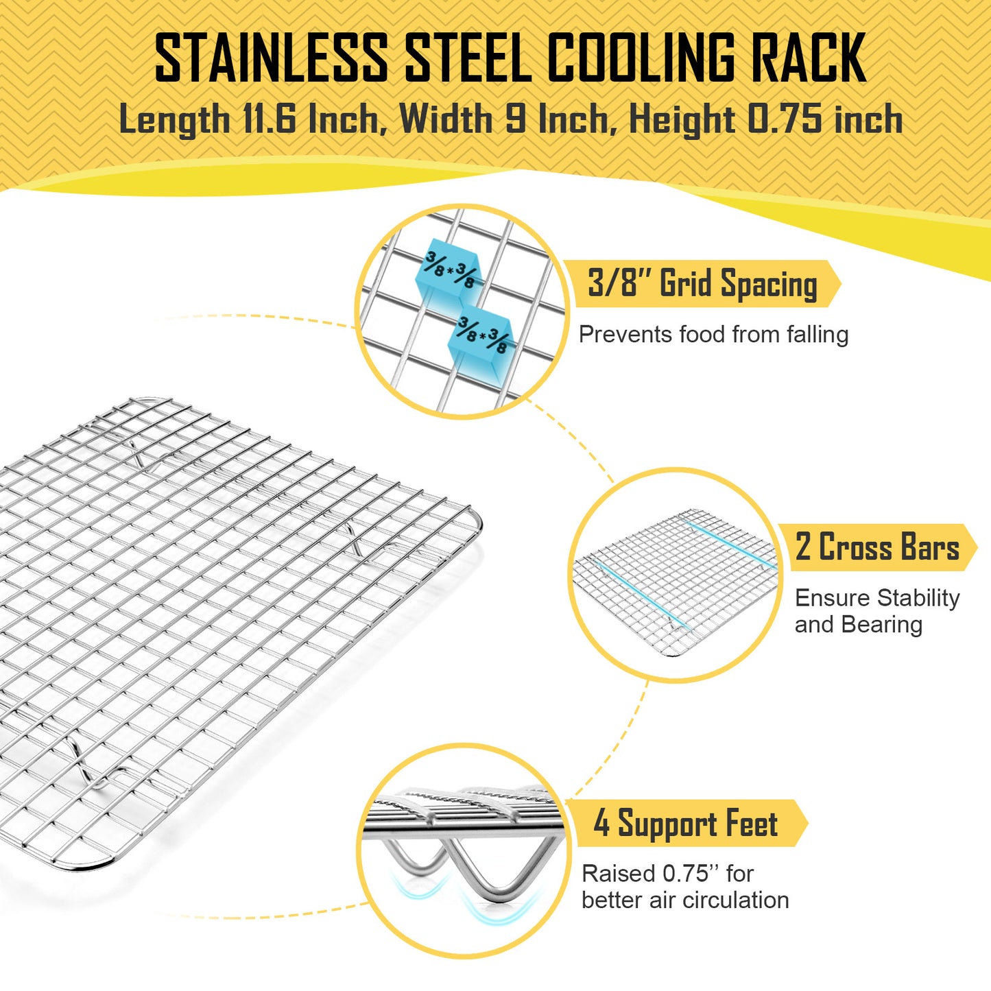 Vesteel 12.5 inch Baking Pan with Rack Set (2 Pans & 2 Racks), Stainless Steel Quarter Size Toaster Oven Tray with Cooling Rack, Heavy Gauge & Dishwasher Safe