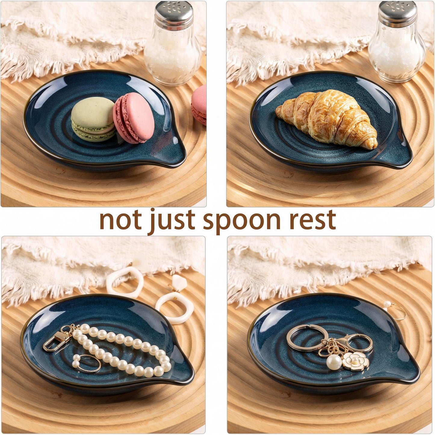 Vesteel Ceramic Spoon Rest, 5.1 inch Kitchen Teardrop Spoon Holder for Countertop, Utensil Rest for Spatula Ladle Tongs, Stove Top Spoon Tray, Heat-Resistant & Dishwasher Safe, Ocean Blue