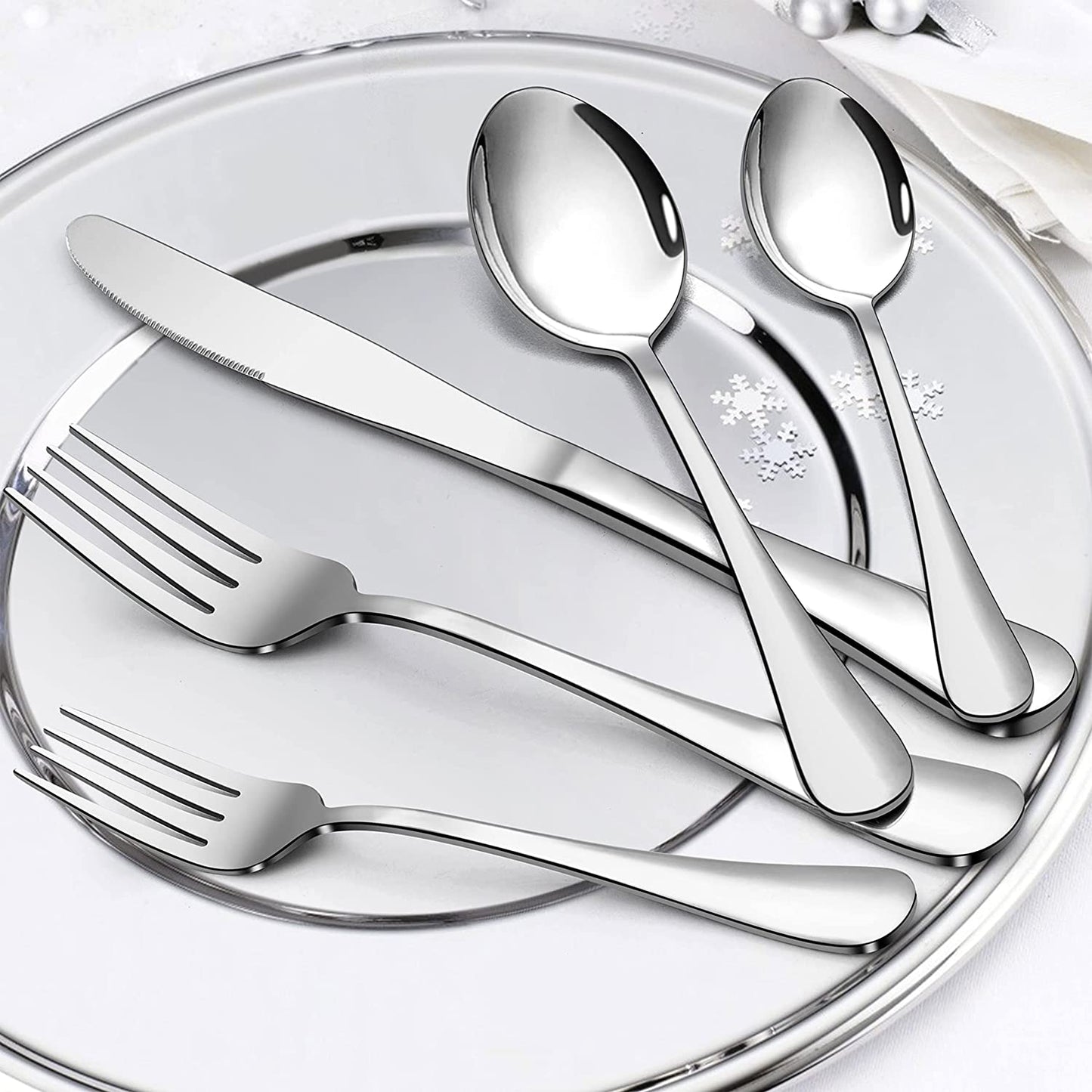 Vesteel 40-Piece Flatware Silverware Set Service for 8, Stainless Steel Cutlery Eating Utensils Fork Knife Spoon Set, Mirror Finished & Dishwasher Safe