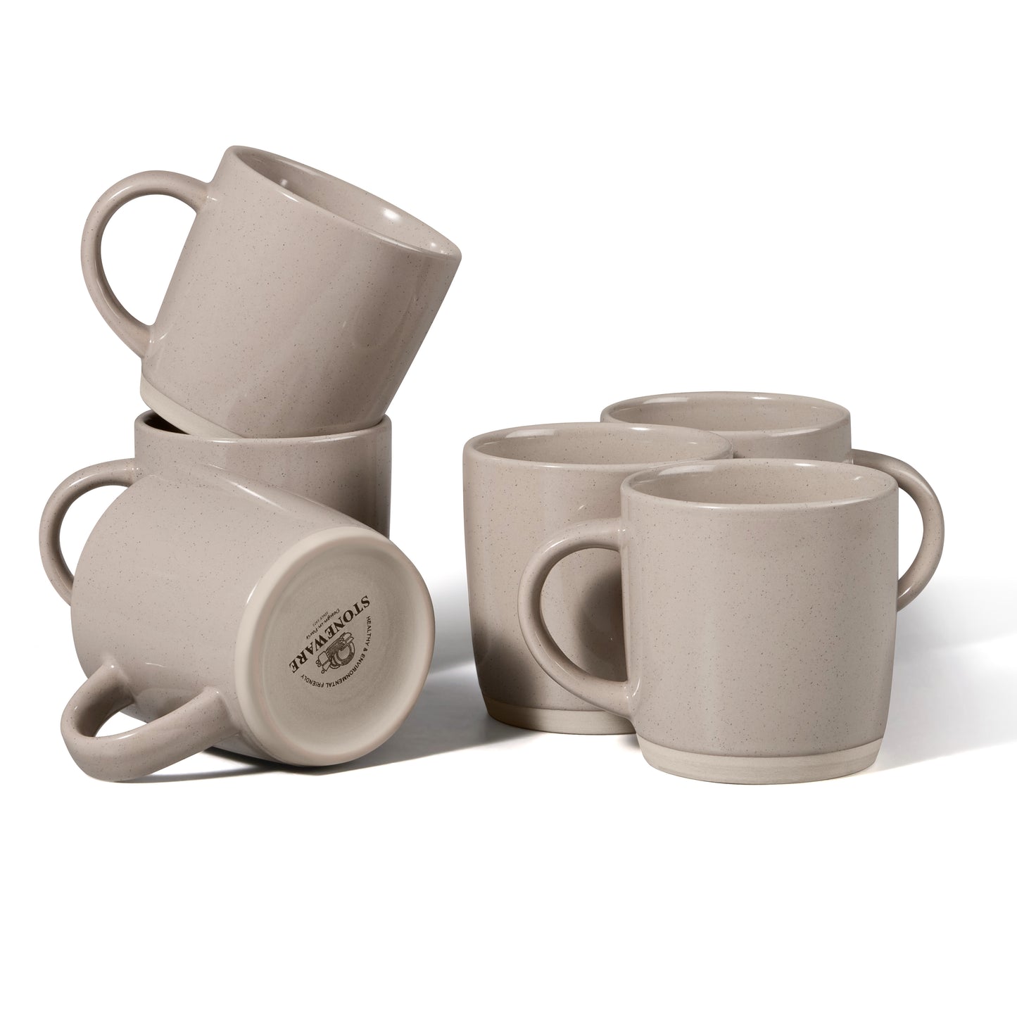 Vesteel Coffee Mugs Set of 6, 12oz Ceramic Coffee Cups Set with Makeup Clay for Coffee Tea Milk, Mug Gifts for Thanksgiving Day Anniversary, Cappuccino Brown