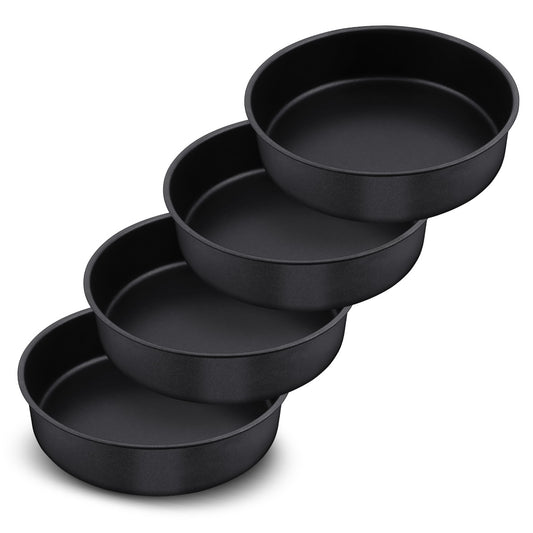 8 Inch Round Cake Pan Set of 4, Vesteel Stainless Steel Round Cake Baking Pans for Layer/Birthday/Wedding Cake, Nonstick & Heavy Duty