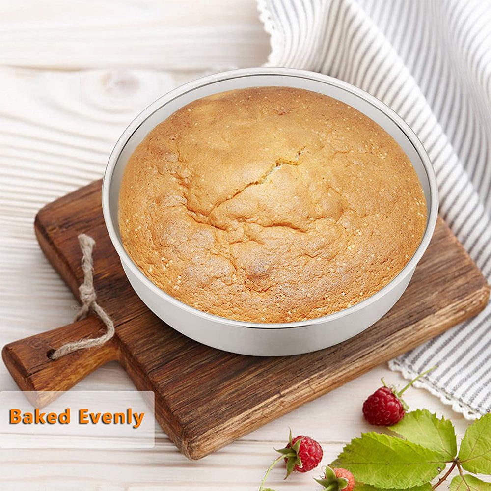 Vesteel Stainless Steel Cake Pan Set of 3 (4/6/8 inch), Small Medium Round Layer Cake Baking Pans for Tier Smash Cake