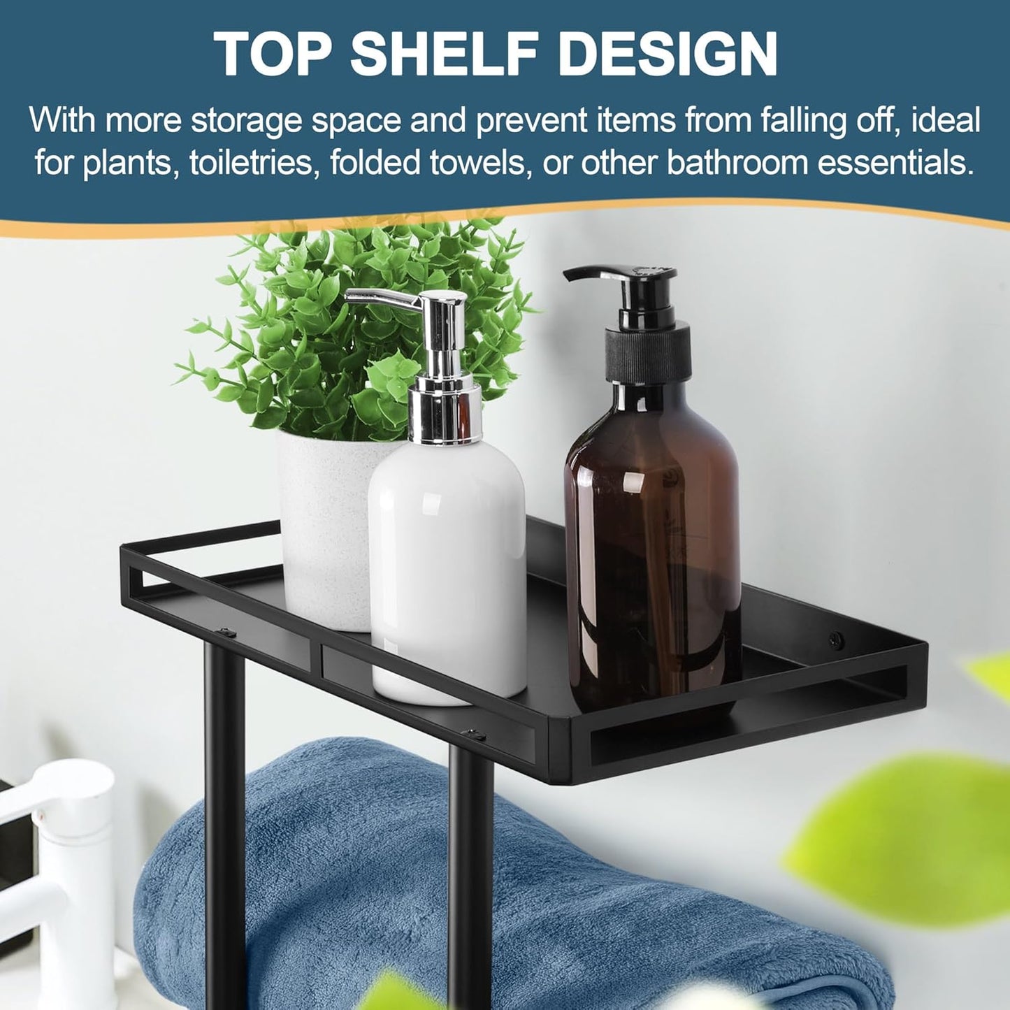 Vesteel Towel Racks for Bathroom, Wall Mounted Metal Black Towel Holder, 30 Inch Bath Rack Storage Organizer for Rolled Towels, Vertical Rack with Shelf Hold Up 6 Large Bath Towel for Small Bathroom
