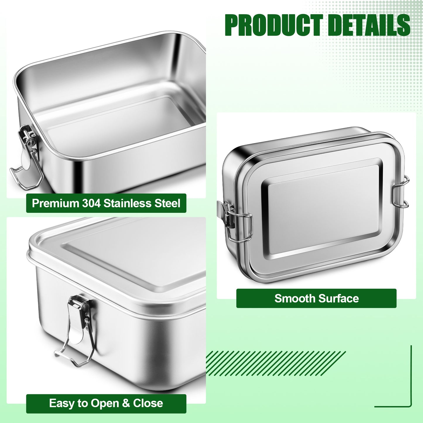 Vesteel Small Bento Box for Lunch & Snacks, 18.6oz Stainless Steel Lunch Box Metal Food Storage Container, Portable & Leak-Proof
