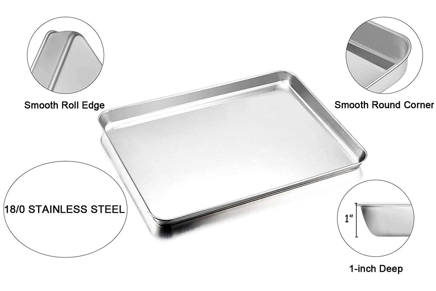 VeSteel Baking Sheet with Rack Set, Stainless Steel Cookie Sheet Baking Pans with Cooling Rack, Non Toxic & Healthy, Rust Free & Heavy Duty, Mirror Finish & Easy Clean, Dishwasher Safe - 6 Pieces