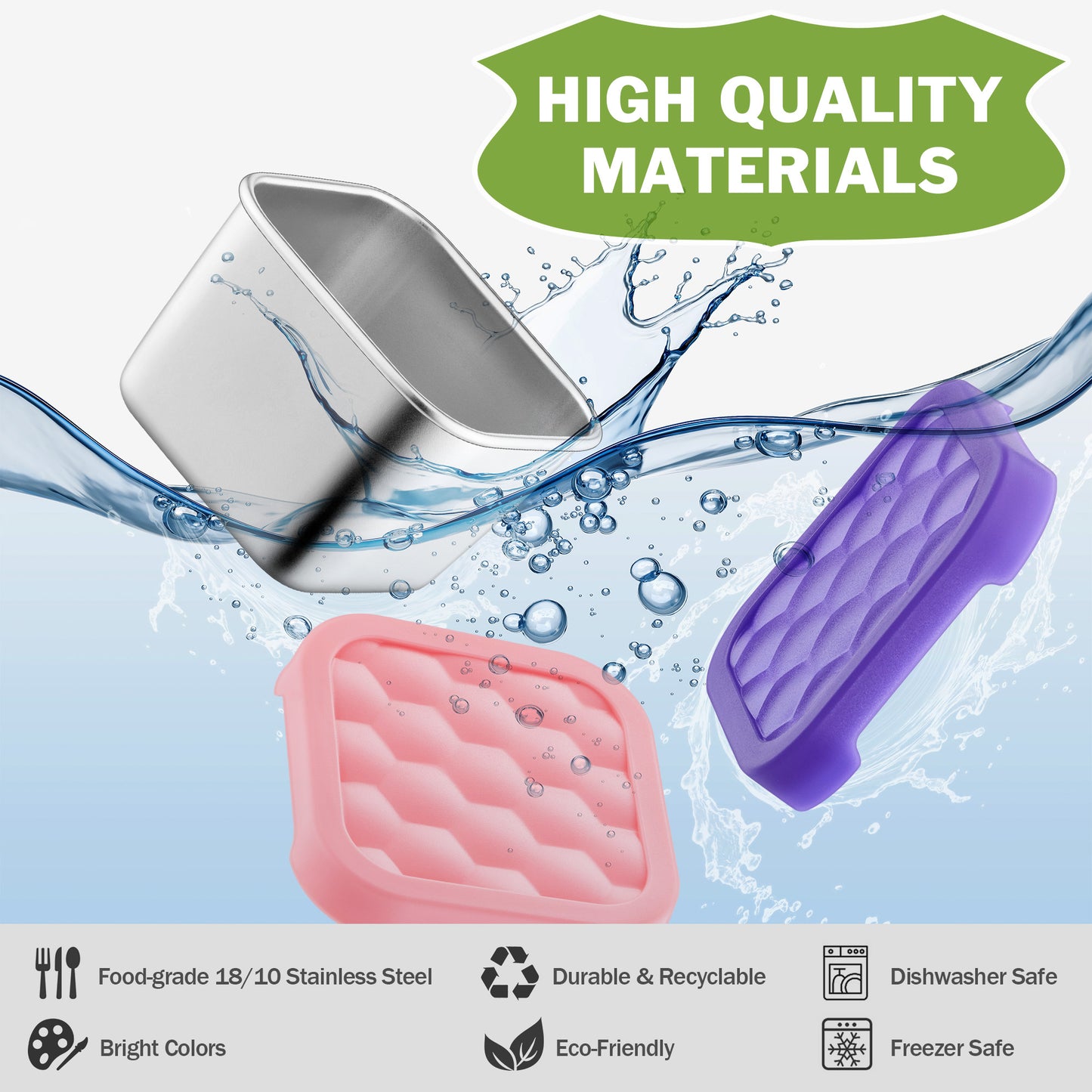 Vesteel 6-Pack Stainless Steel Snack Containers for Kids, 6oz Easy Open Leak Proof Toddler Snack Containers with Silicone Lids, Stackable Metal Toddler Lunch Box for Daycare, School and Travel