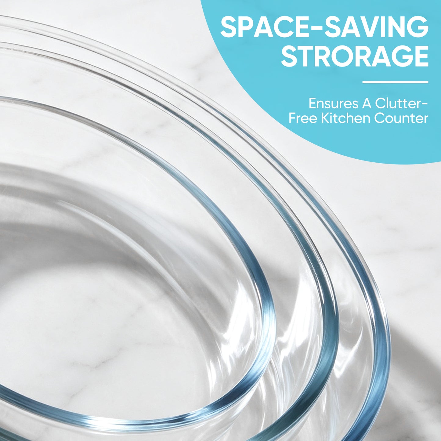 Vesteel 3-Piece Glass Baking Dish Set, Oval Baking Tray for Oven, Non-Stick Glass Bakeware Set Kitchen Casserole Dishes for Prepping and Baking, Heat-Resistant & Oven Freezer Dishwasher Safe