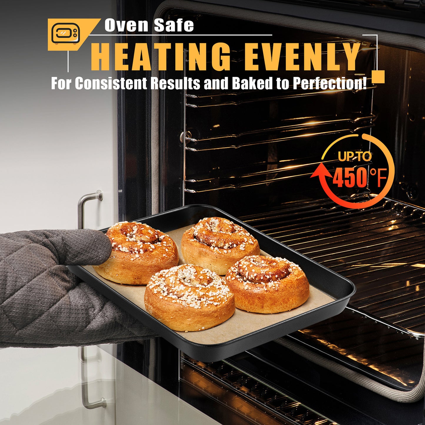 Vesteel Cookie Sheet for Baking Set of 2, Nonstick Carbon Steel Rectangle Baking Pan Oven Tray - 10 x 8 x 1 inches