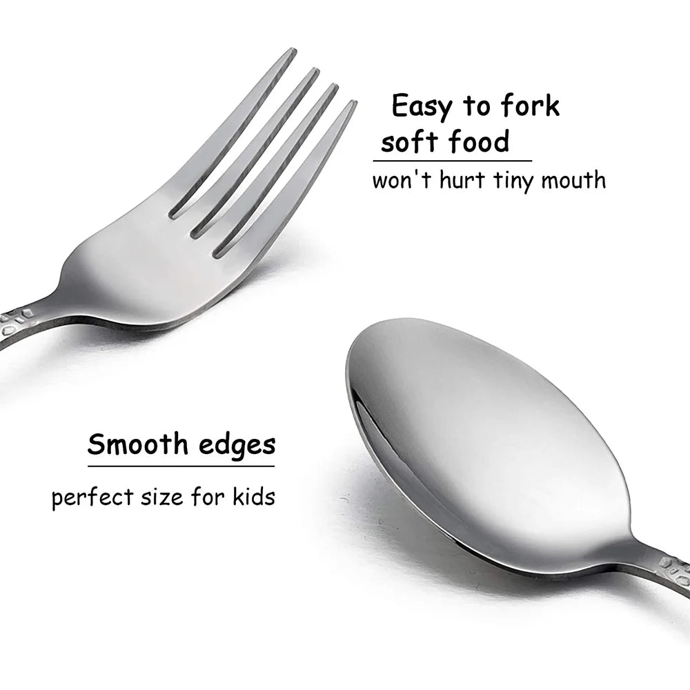 VeSteel 9-Piece Kids Hammered Silverware Set, Stainless Steel Preschooler Eating Flatware Utensils - Silver