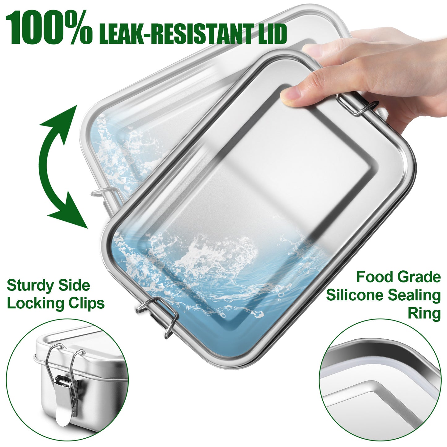 Vesteel Small Bento Box for Lunch & Snacks, 18.6oz Stainless Steel Lunch Box Metal Food Storage Container, Portable & Leak-Proof