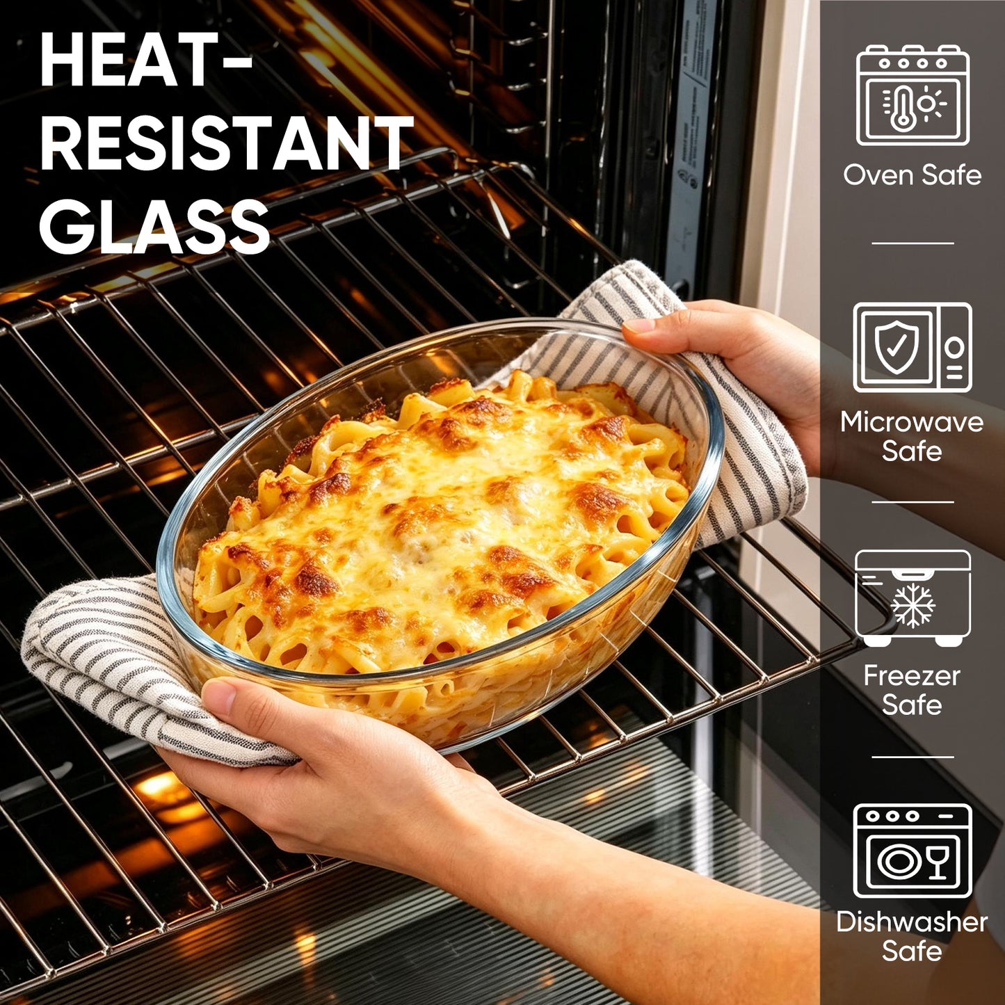 Vesteel 3-Piece Glass Baking Dish Set, Oval Baking Tray for Oven, Non-Stick Glass Bakeware Set Kitchen Casserole Dishes for Prepping and Baking, Heat-Resistant & Oven Freezer Dishwasher Safe
