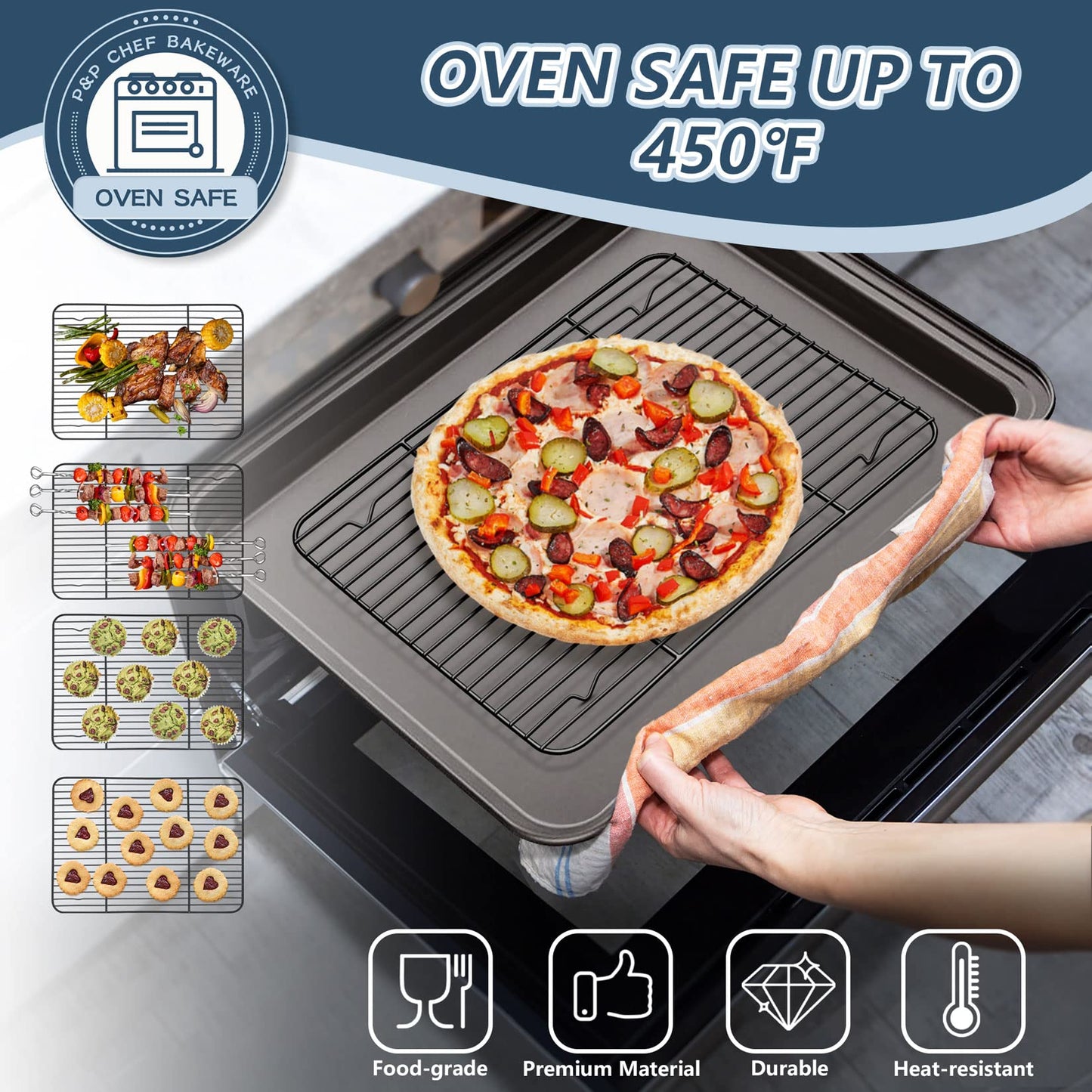 Vesteel Nonstick Cooling Racks Set of 2, Stainless Steel Baking Racks for Baking, Roasting, Cooling, Grilling - 15.3” x 11.25”