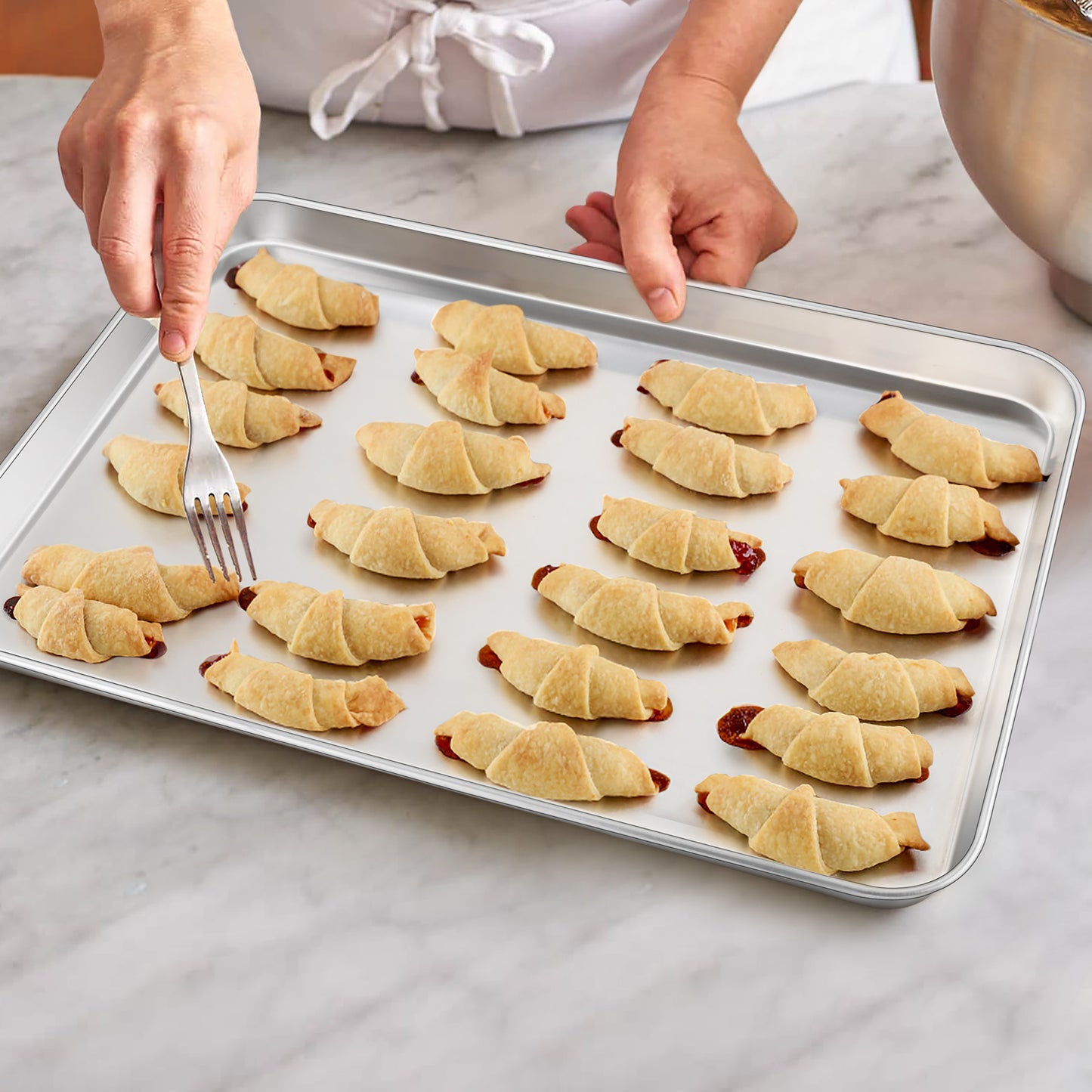 Vesteel 20" x 14" x 1" Extra Large Baking Sheet Set of 2, Heavy Duty Stainless Steel Cookie Sheet Baking Pan for Oven, Non-Stick & Dishwasher Safe
