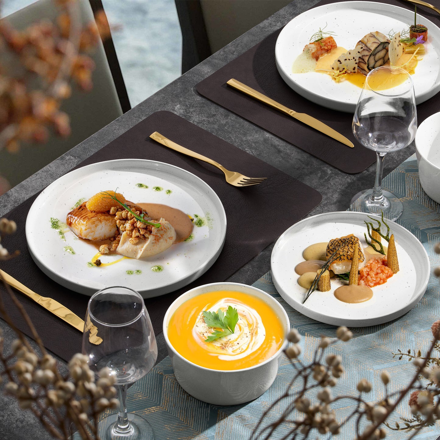 Vesteel Dinnerware Sets for 4, 12Pcs Stoneware Plates and Bowls Sets, Elegant Tableware set for Home Restaurant, Chip & Scratch Resistant Dishes Set , Speckle White