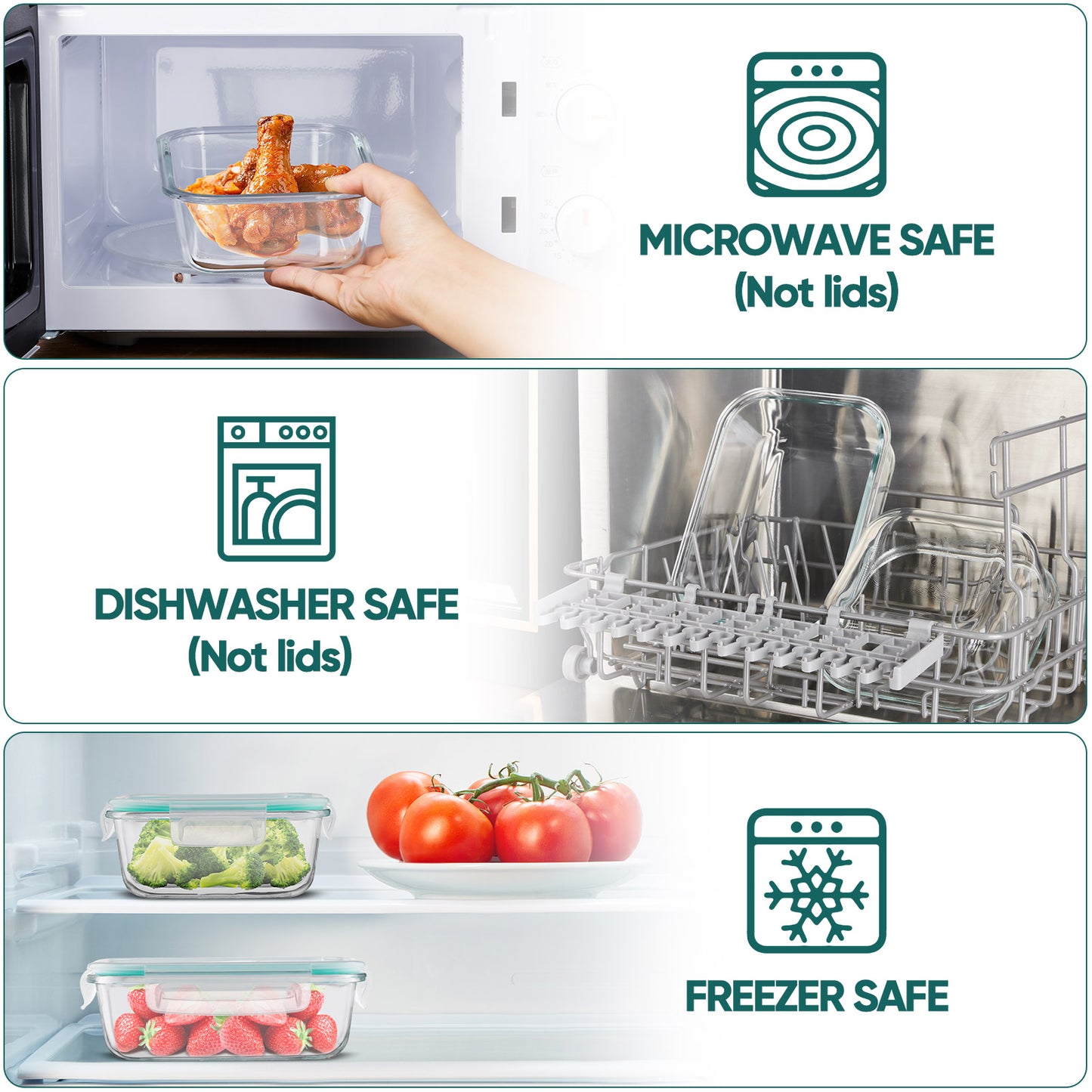 Vesteel 7 Pack Glass Food Storage Containers Set with Airtight Lid, Glass Meal Prep Containers with Vented Lid for Kitchen, BPA-Free Bento Lunch Box , Microwave, Freezer & Dishwasher Safe