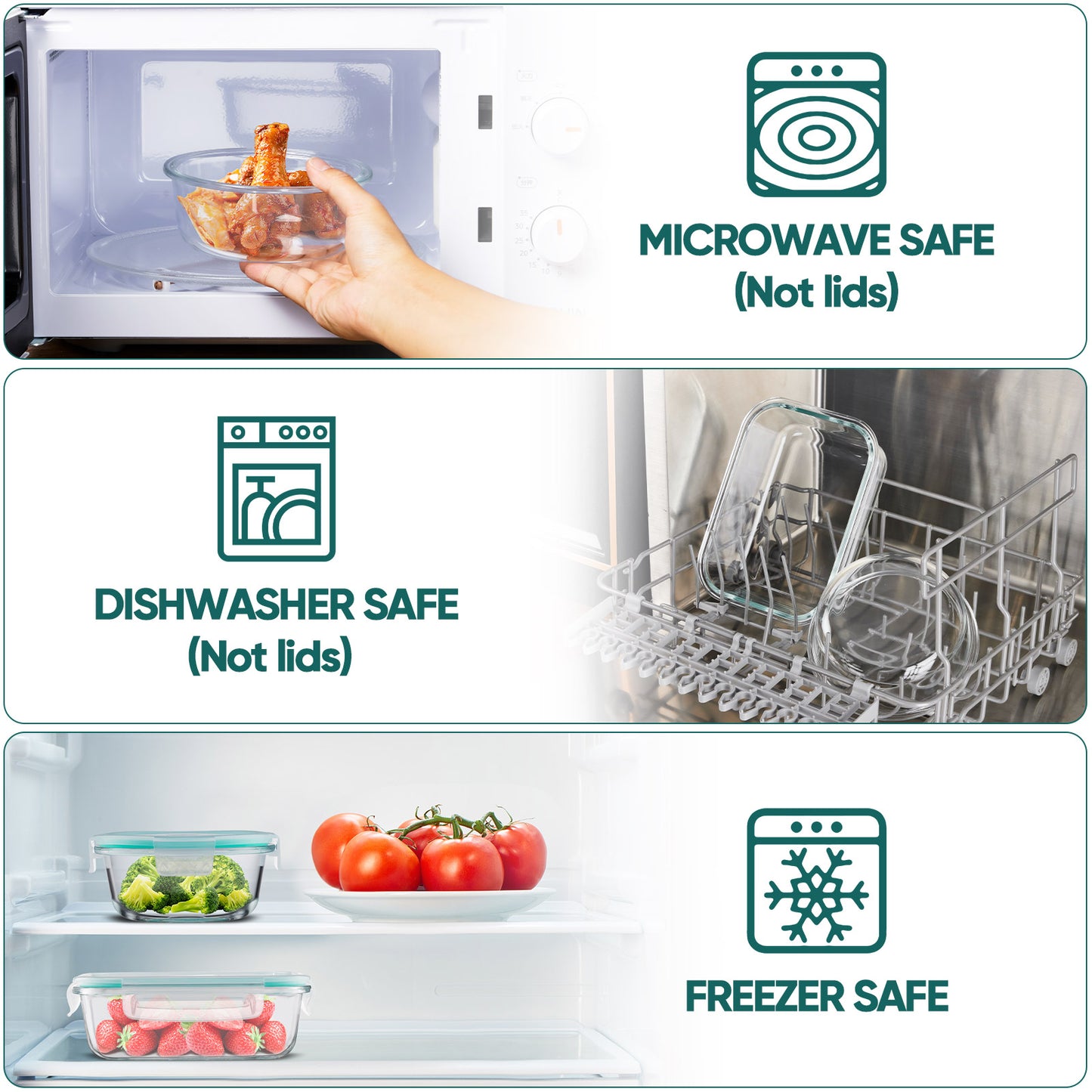Vesteel 7 Pack Glass Food Storage Containers Set with Airtight Lid, Glass Meal Prep Containers with Vented Lid for Kitchen, BPA-Free Bento Lunch Box , Microwave, Freezer & Dishwasher Safe