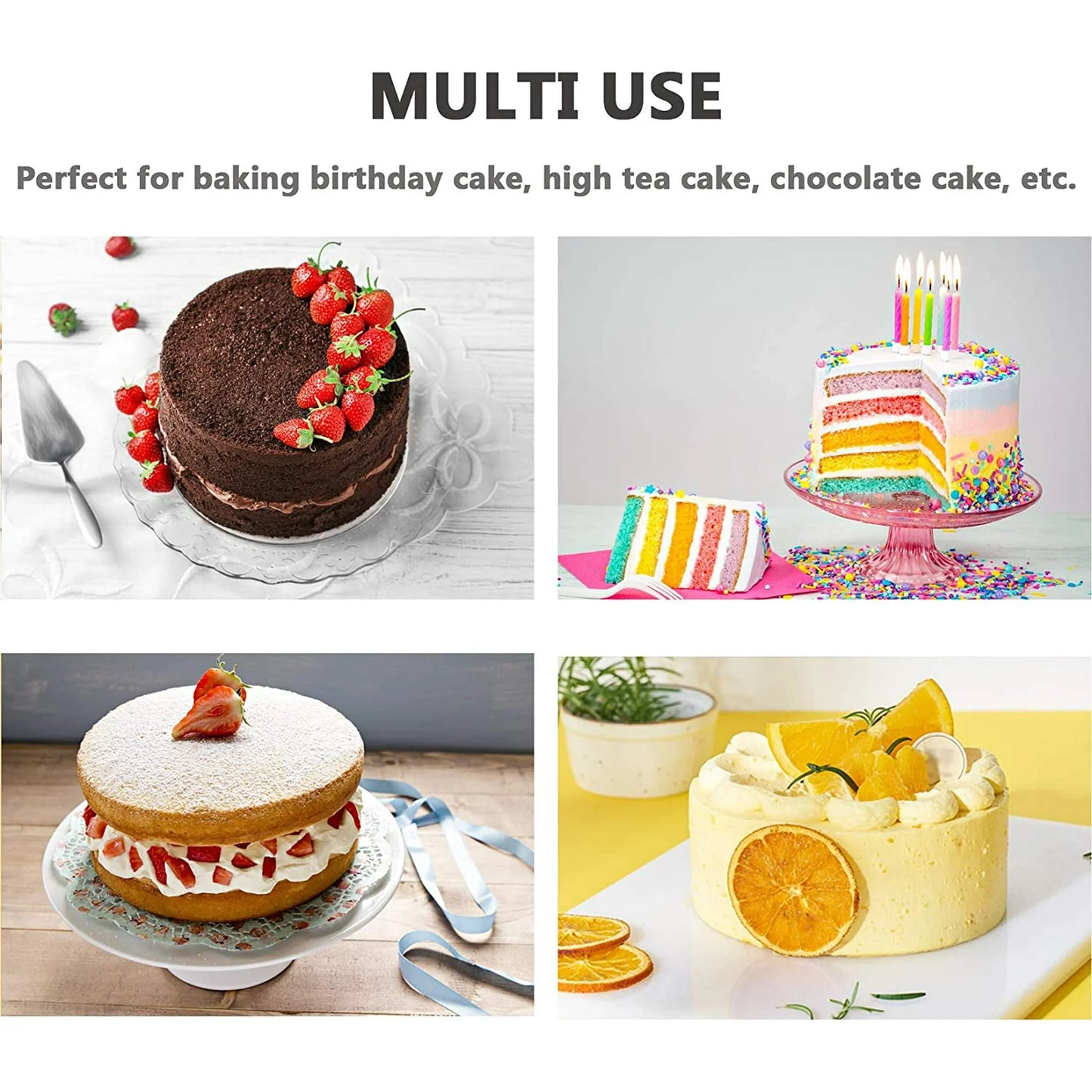 6 inch Cake Pan Set of 4, VeSteel Stainless Steel Round Cake Baking Pans, Mirror Finish & Dishwasher Safe