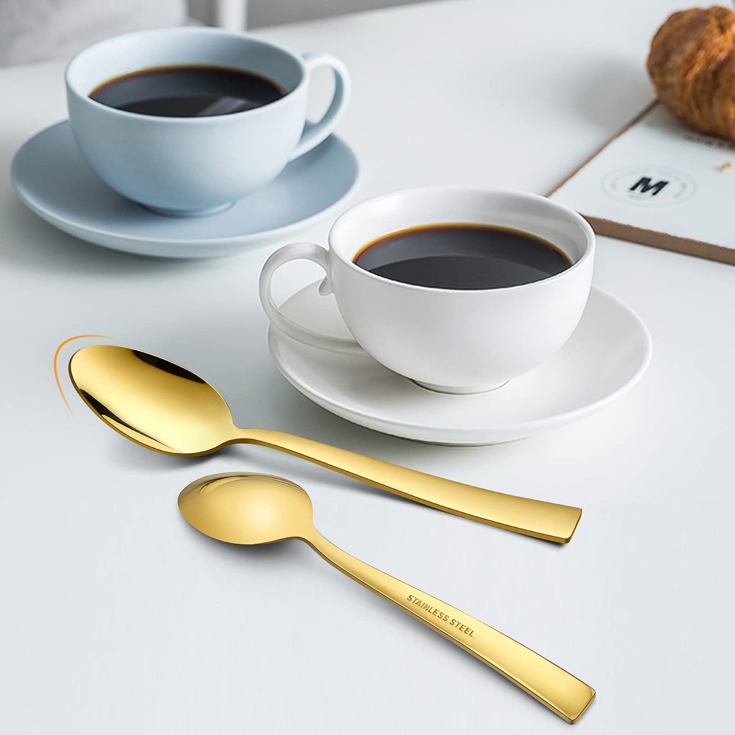 20-Piece Gold Silverware Set, Vesteel Stainless Steel Flatware Set Service for 4, Cutlery Eating Utensil Set Includes Dinner Forks/Spoons/Knives, Square Edge & Mirror Polished, Dishwasher Safe