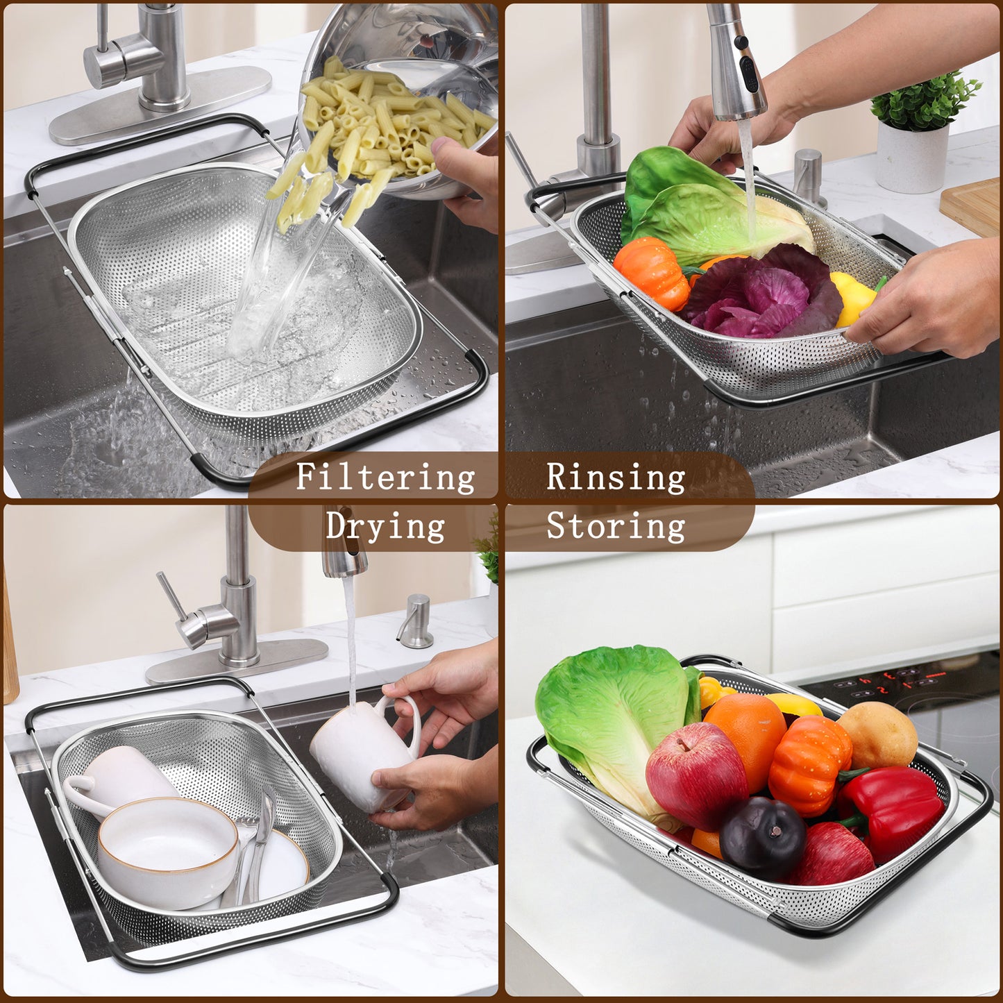 Vesteel 6 Quart Stainless Steel Colander Set of 2
