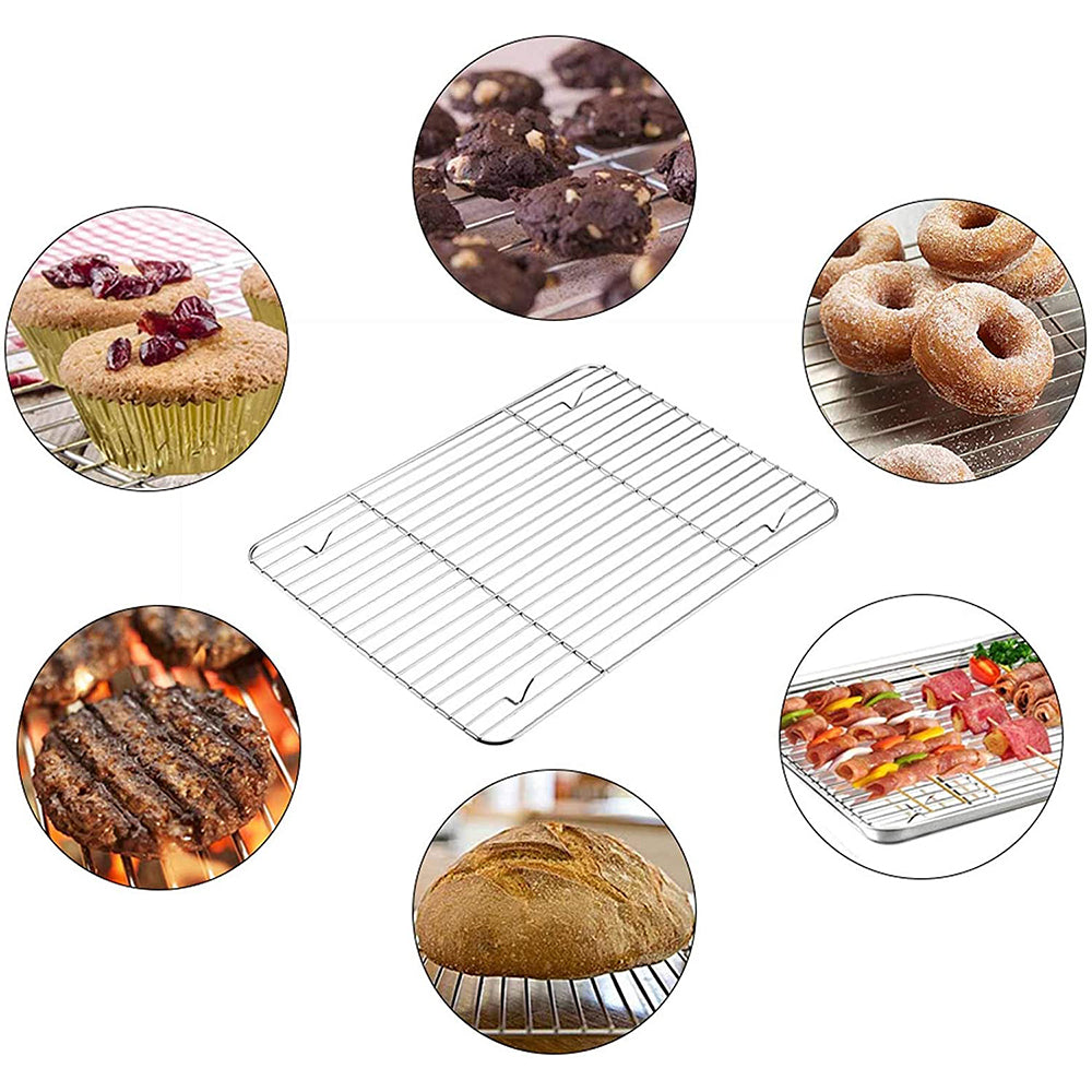 VeSteel Baking Sheet with Rack Set, Stainless Steel Cookie Sheet Baking Pans with Cooling Rack, Non Toxic & Healthy, Rust Free & Heavy Duty, Mirror Finish & Easy Clean, Dishwasher Safe - 6 Pieces