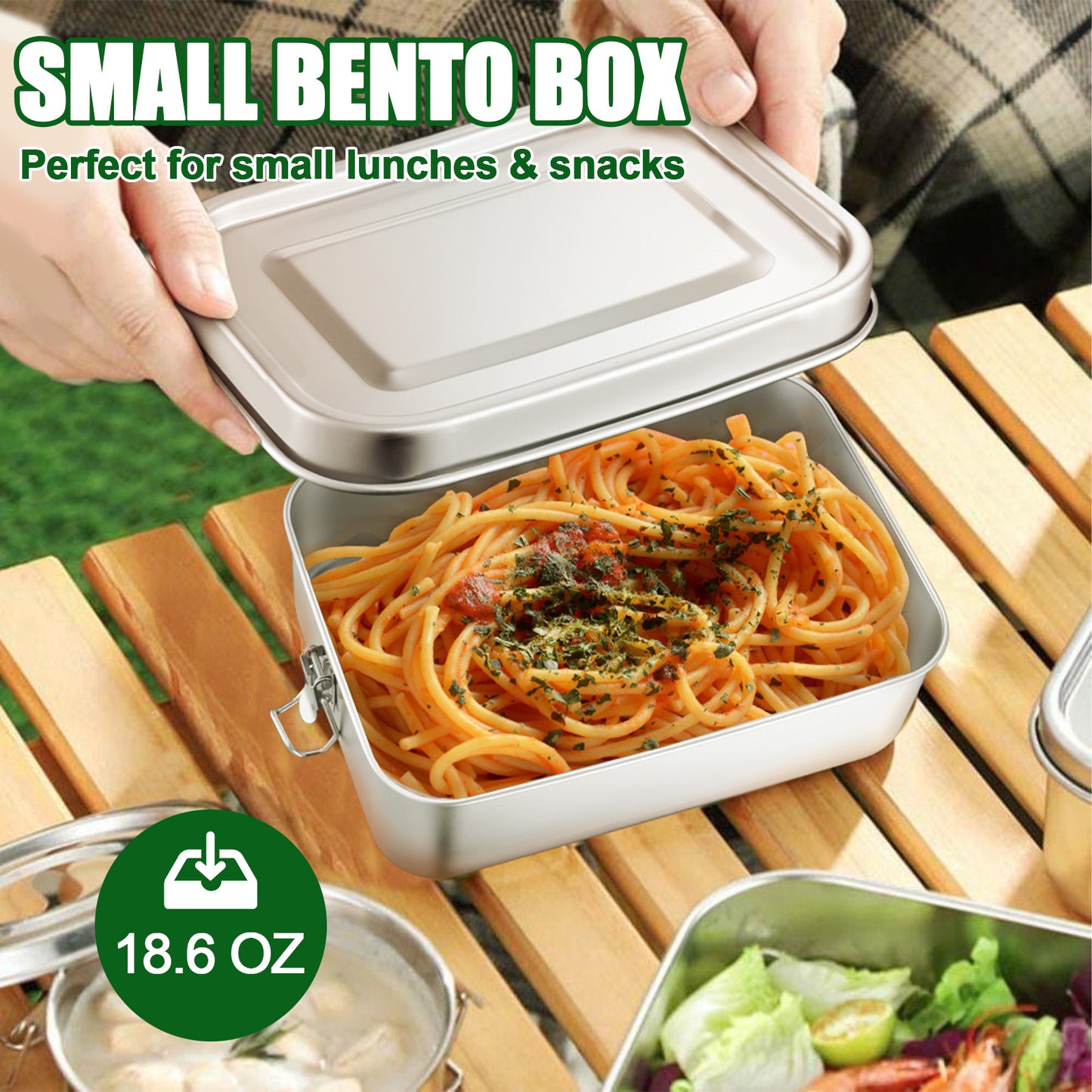 Vesteel Small Bento Box for Lunch & Snacks, 18.6oz Stainless Steel Lunch Box Metal Food Storage Container, Portable & Leak-Proof